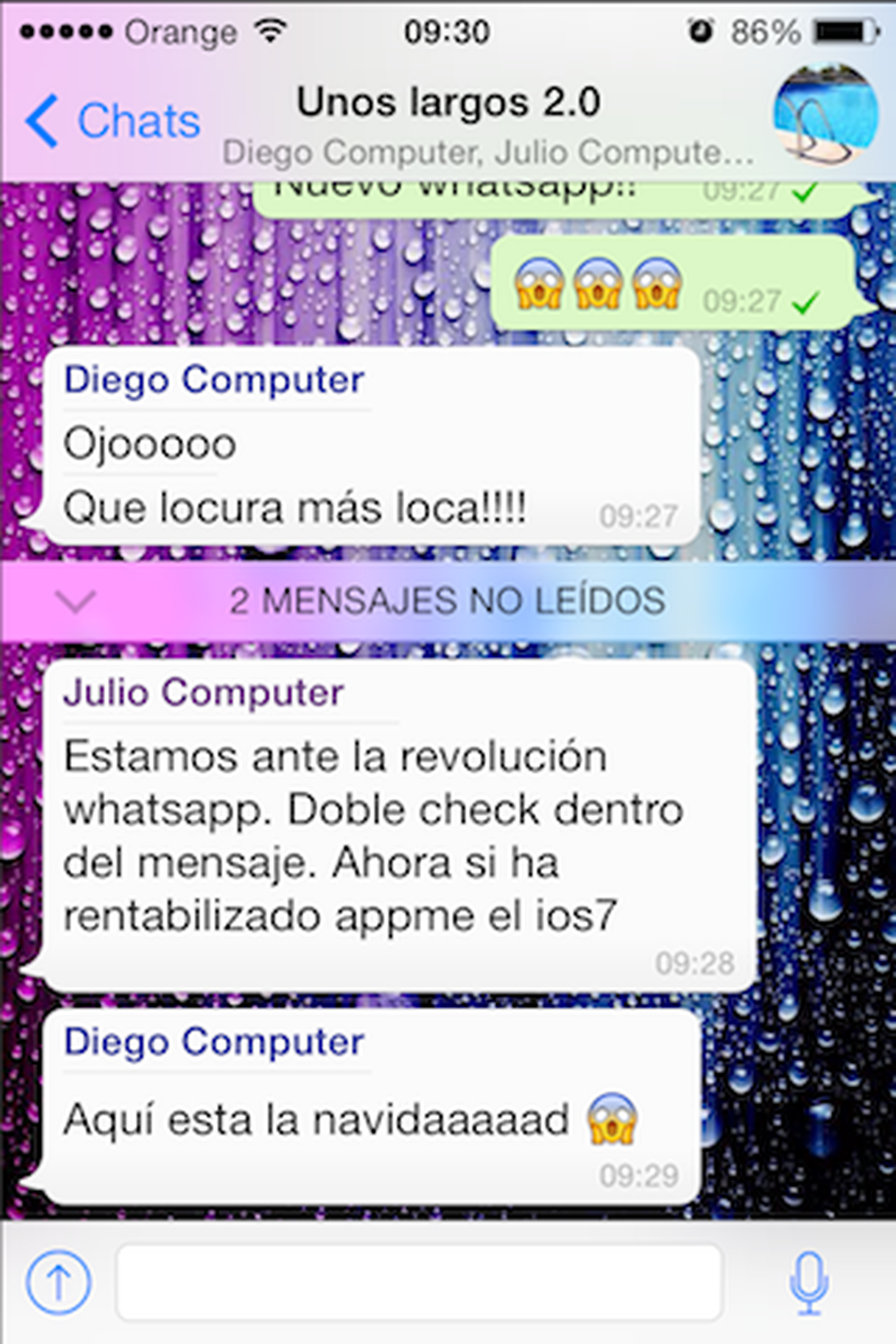mensajes no leidos WhatsApp iOS 7