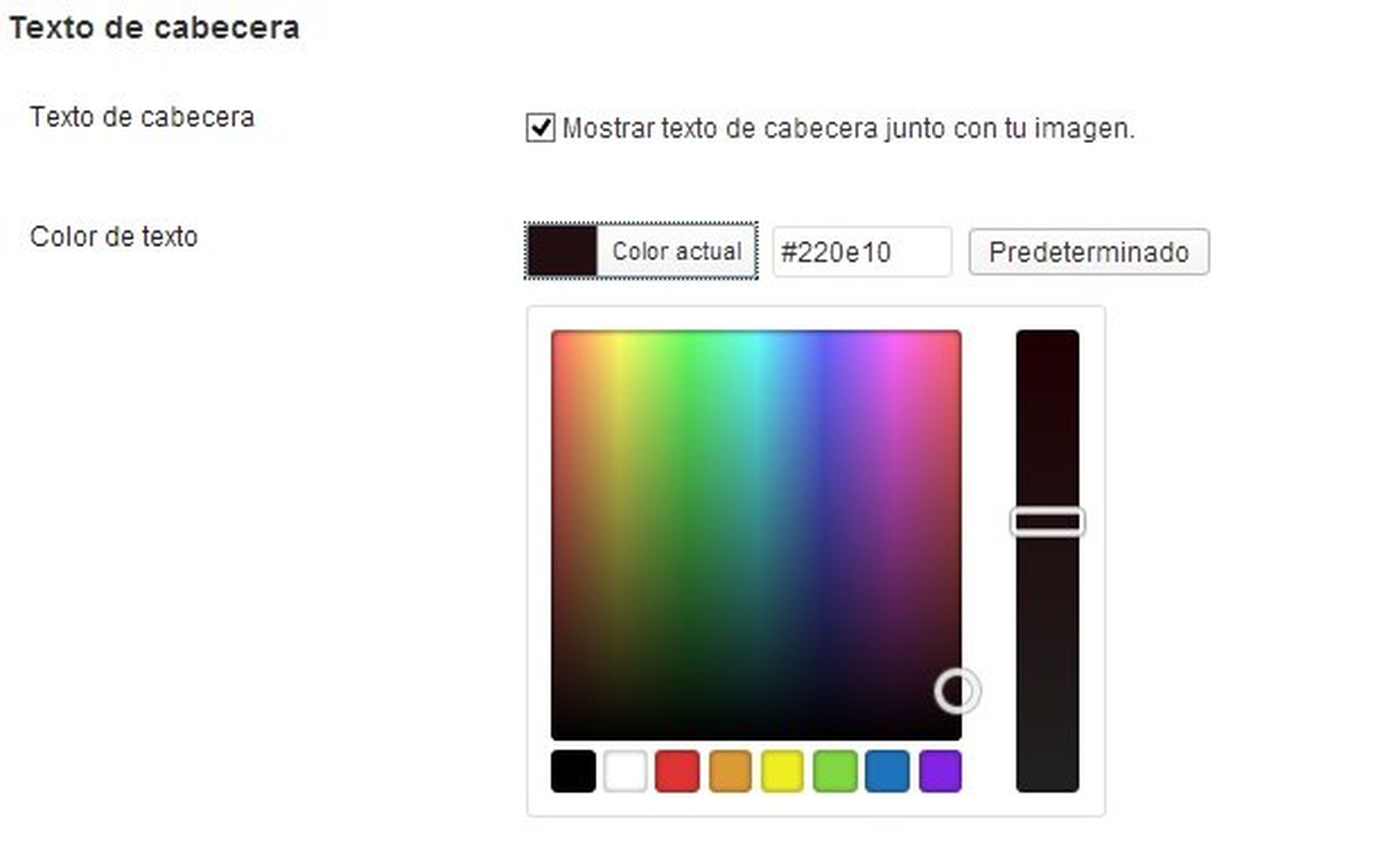 Selector de color de WordPress
