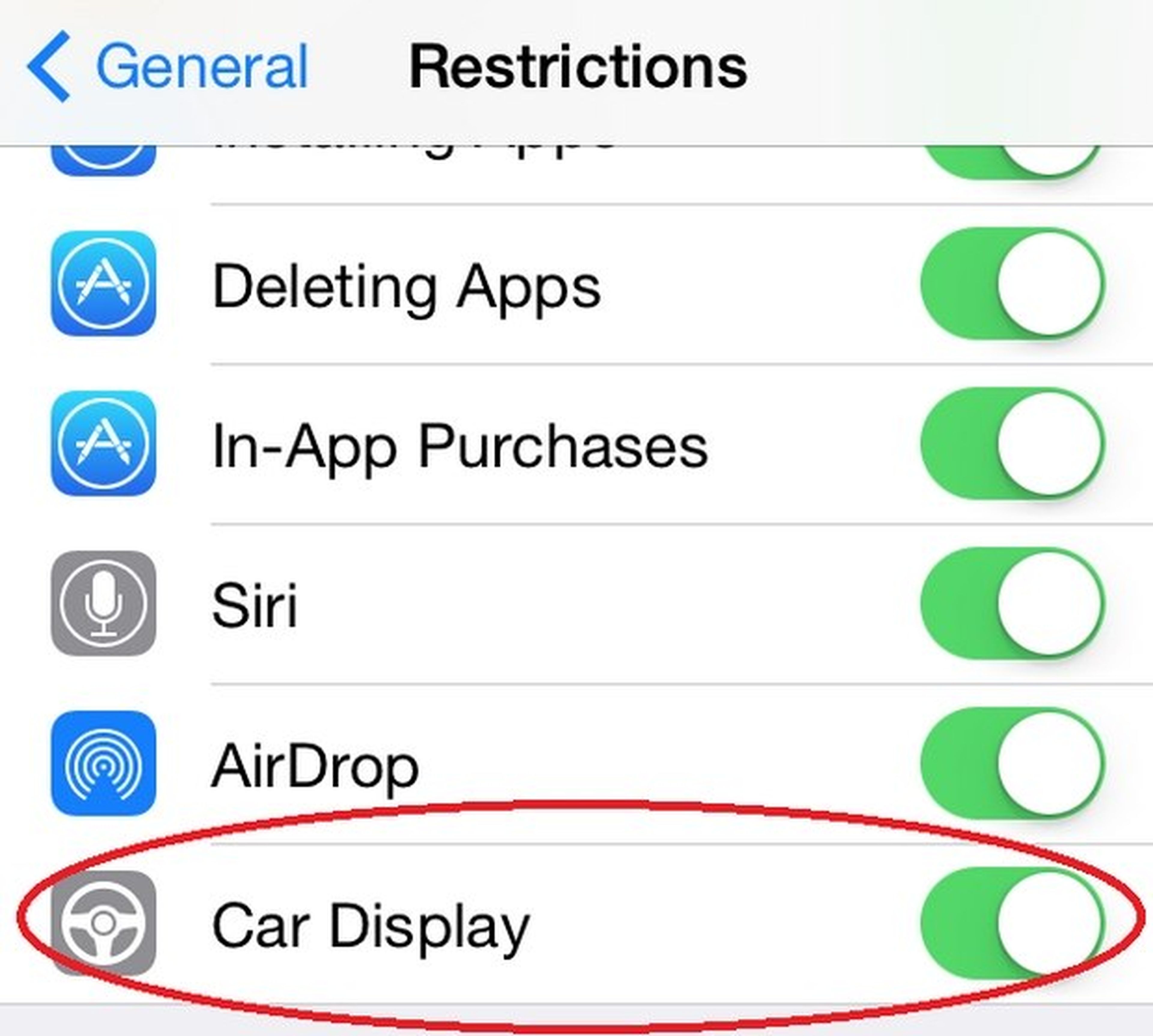 Car Display iOS 7