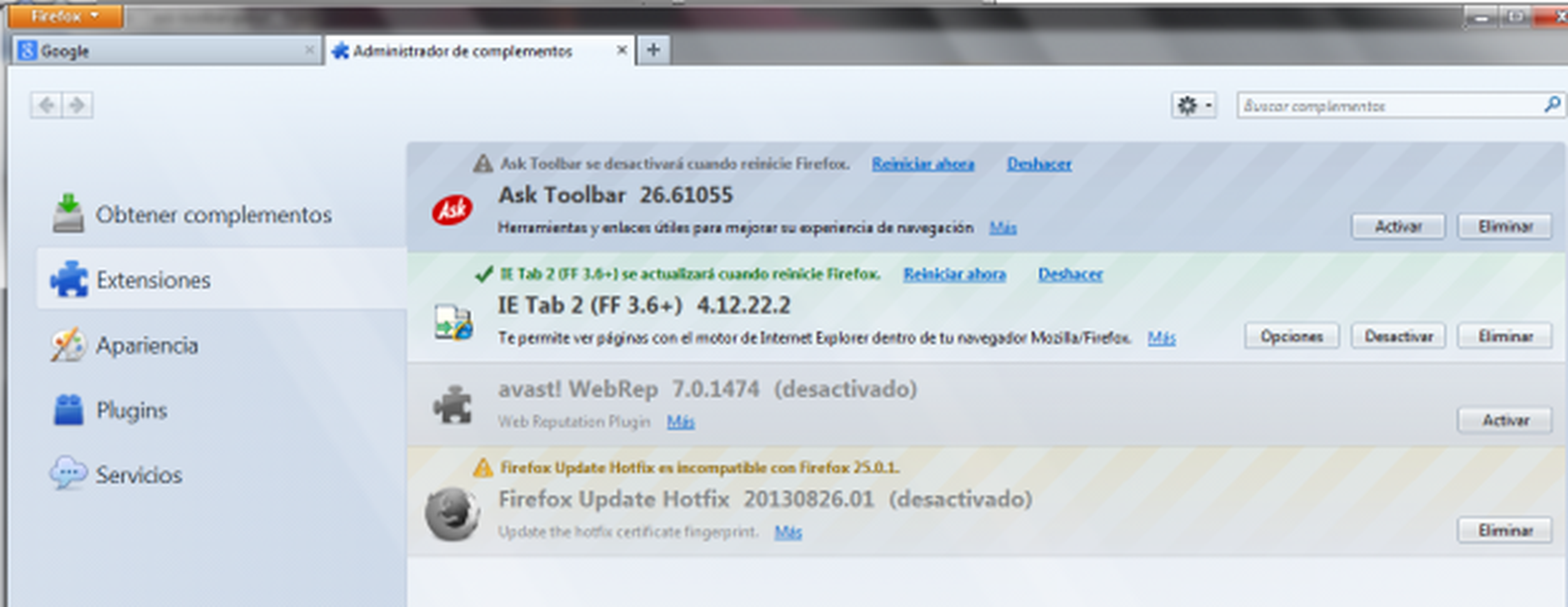 Elimina Ask Toolbar en Mozilla Firefox