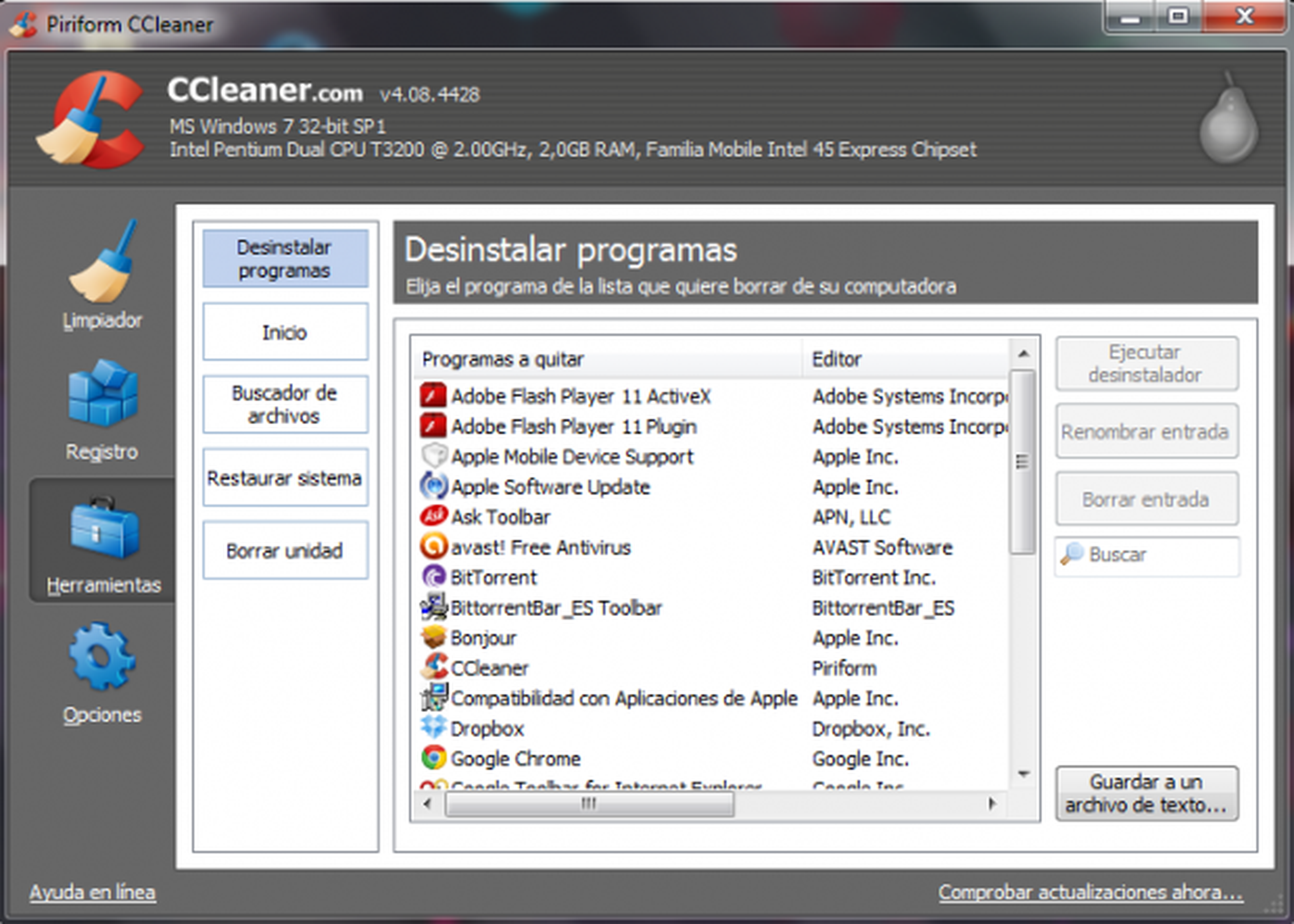 Elimina la barra de Ask con CCleaner