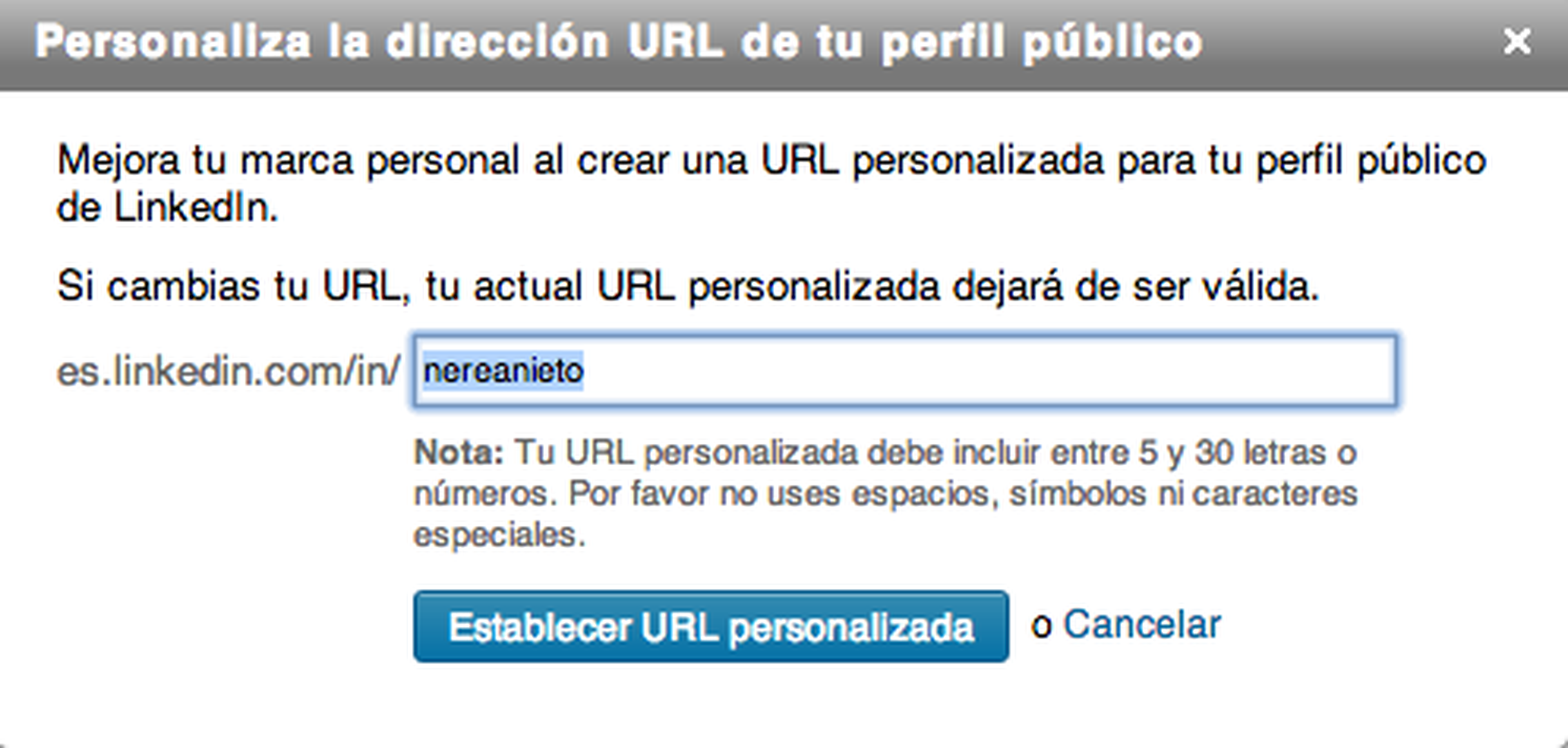 URL personalizada LinkedIn