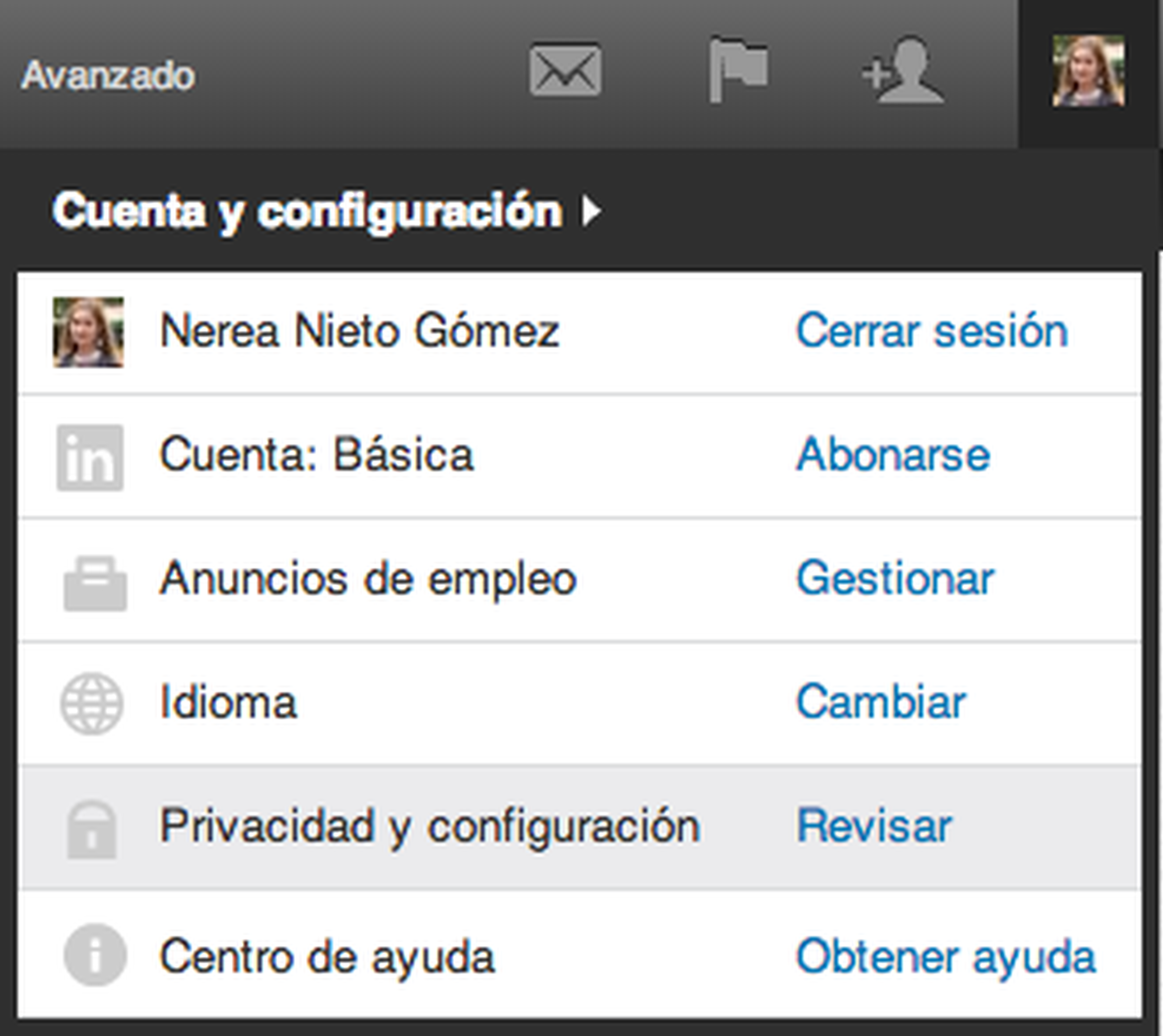 Configurar privacidad LinkedIn