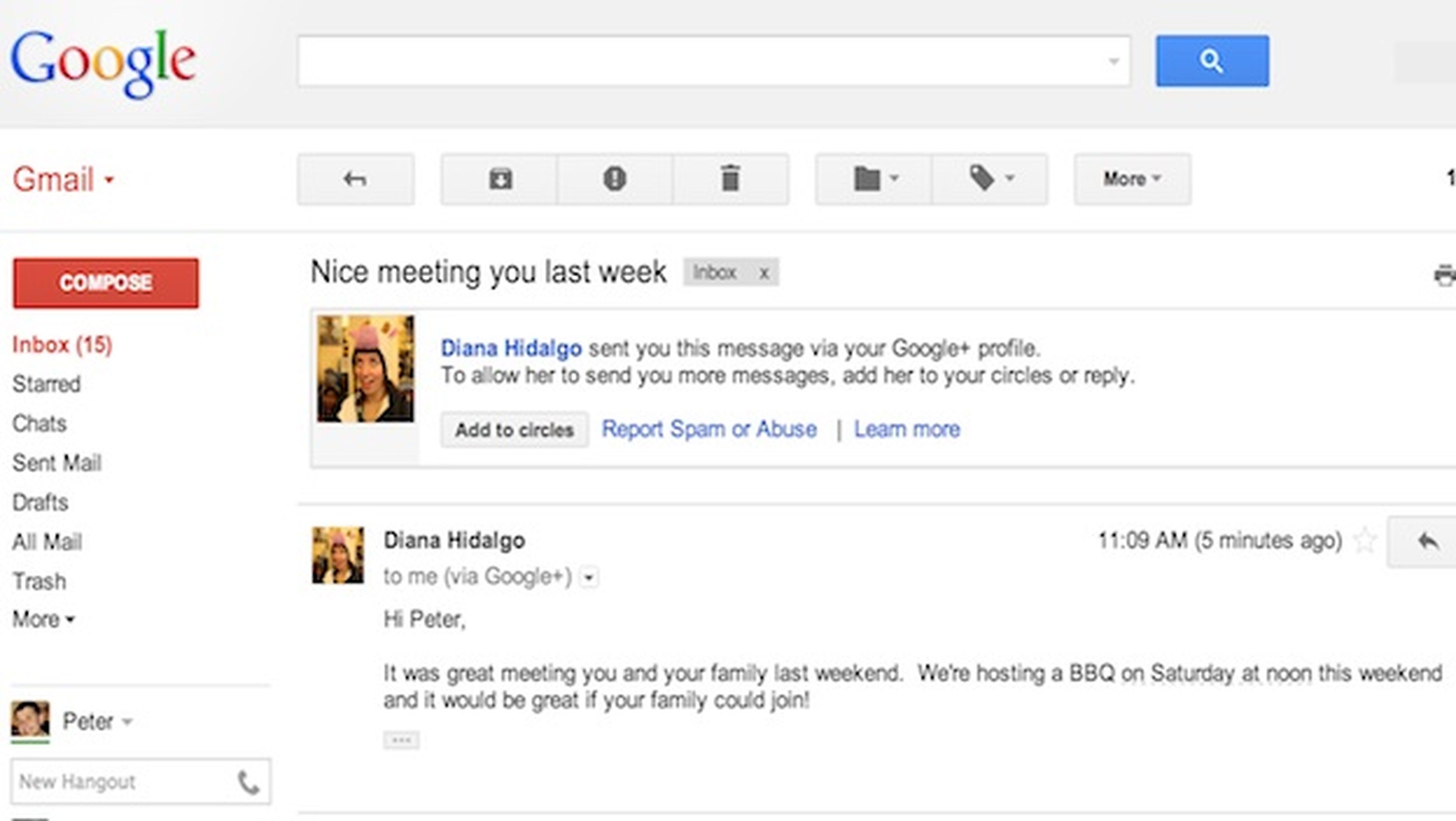 Nueva función de Gmail te deja enviar mails a usuarios de Google+