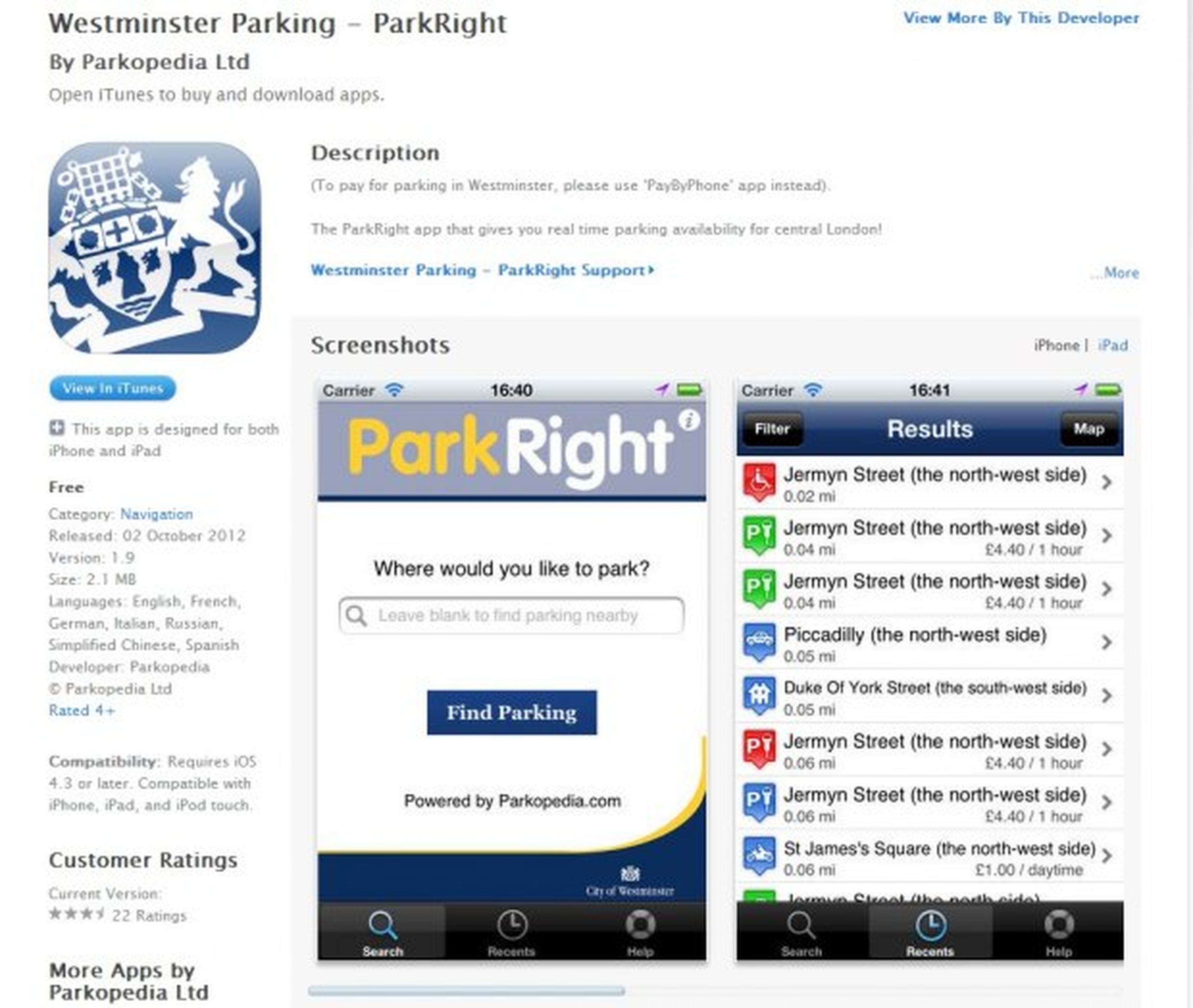 ParkRight, app de plazas de aparcamiento en tiempo real