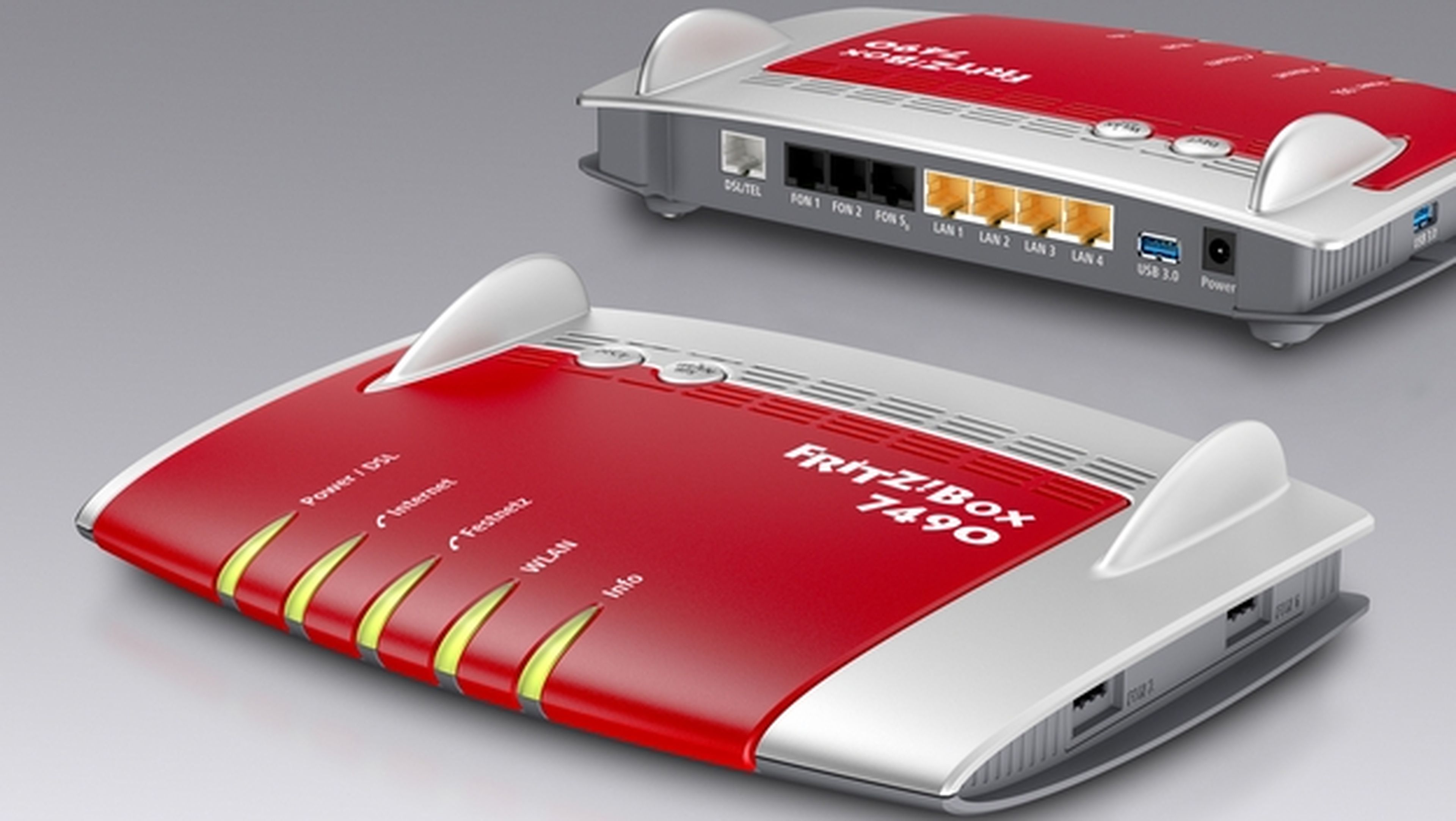 FRITZ!Box 7490, el router DSL con nueva tecnología WiFi AC, dos redes inalámbricas simultáneas, tres flujos de datos, máximo alcance y máxima seguridad, al ser compatible con redes WiFi encriptadas