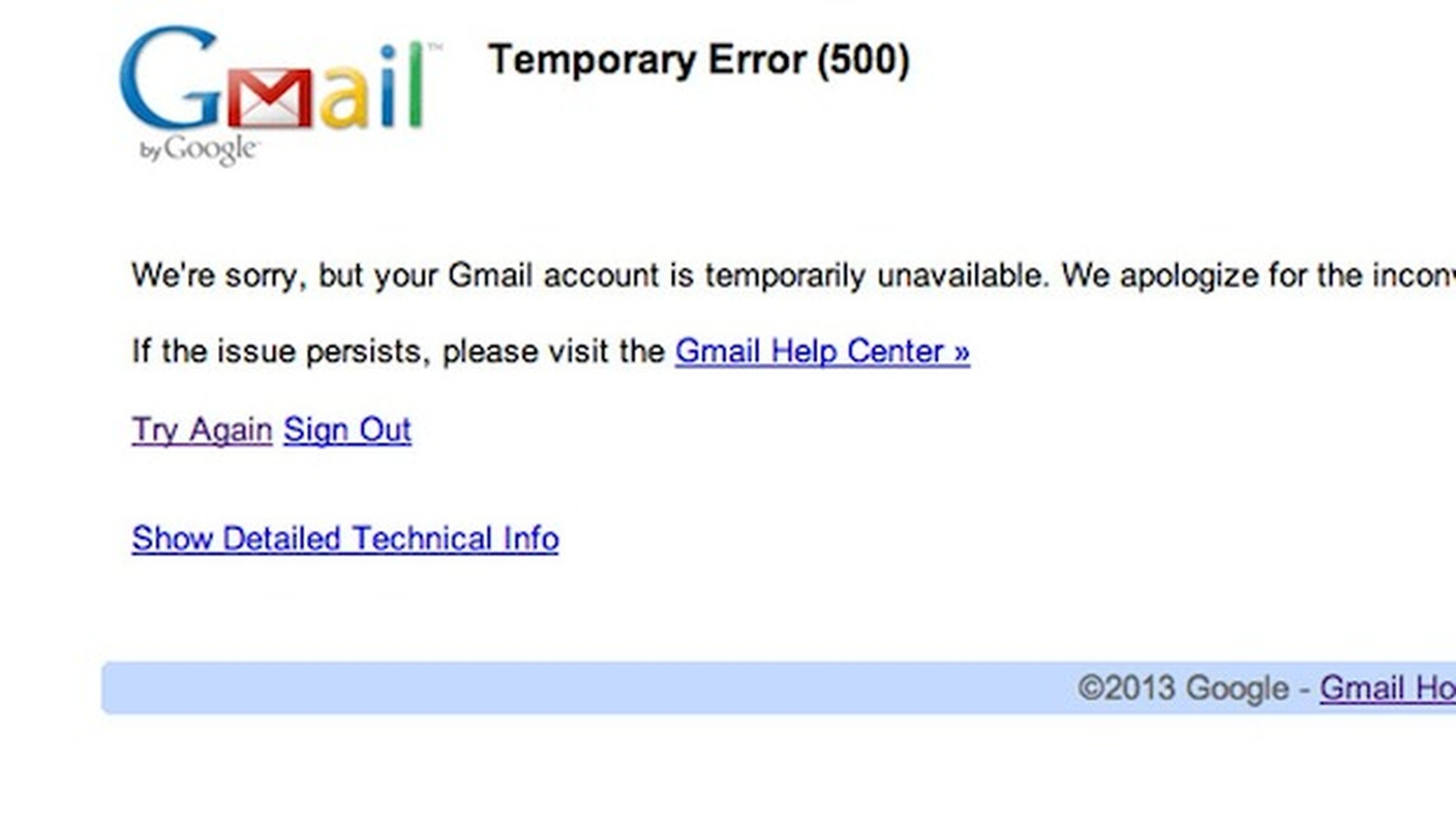 Gmail de Google sufre interrupción