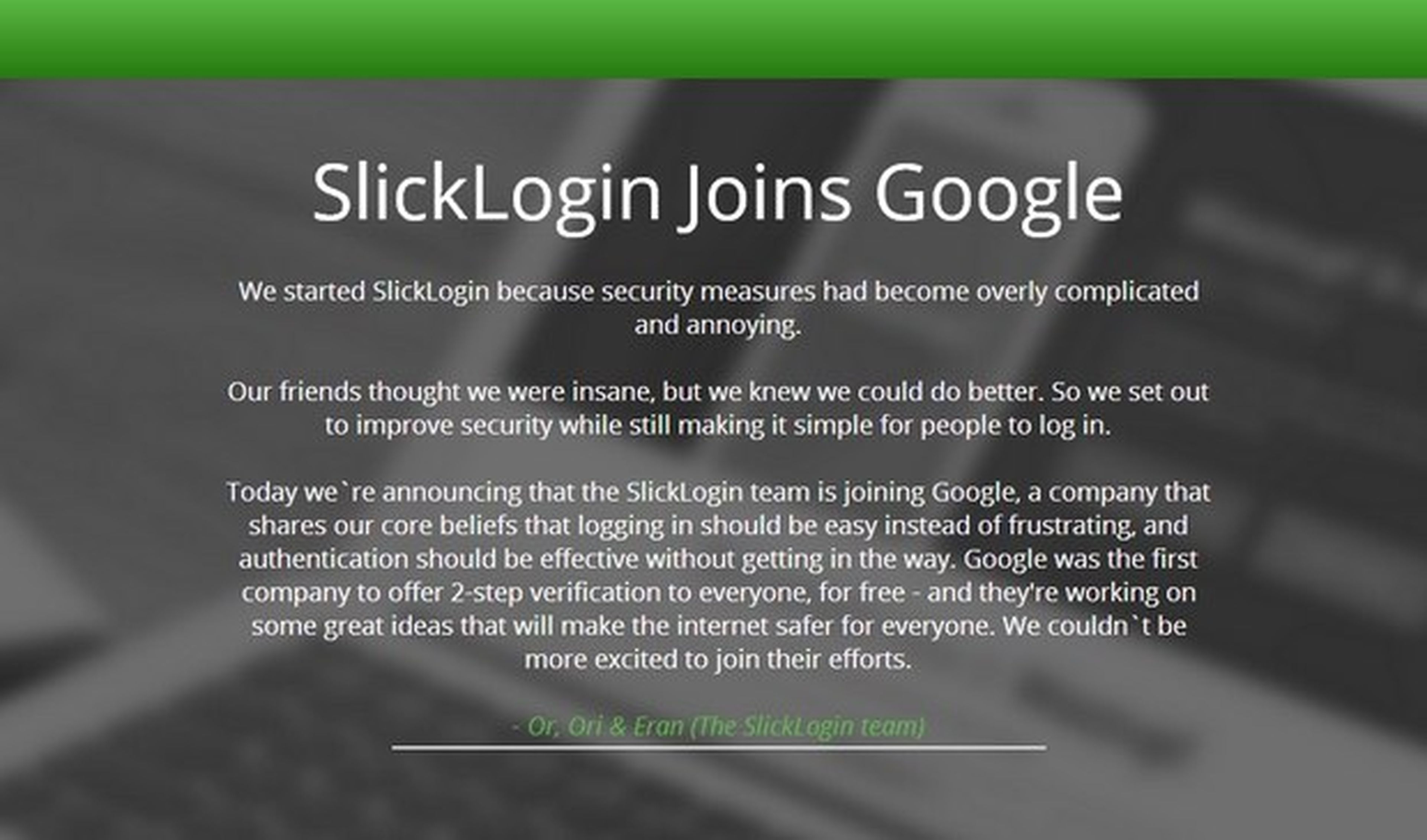 Google compra SlickLogin