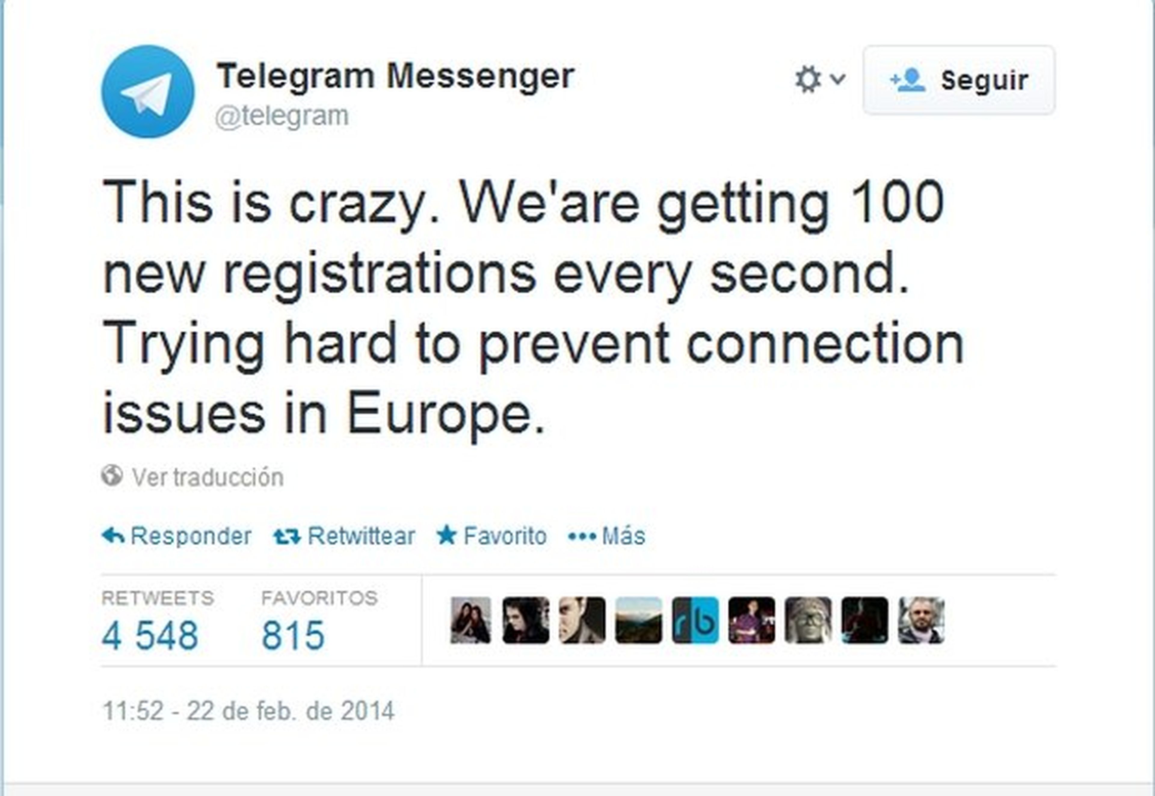 Telegram caída, arrastrada por WhatsApp