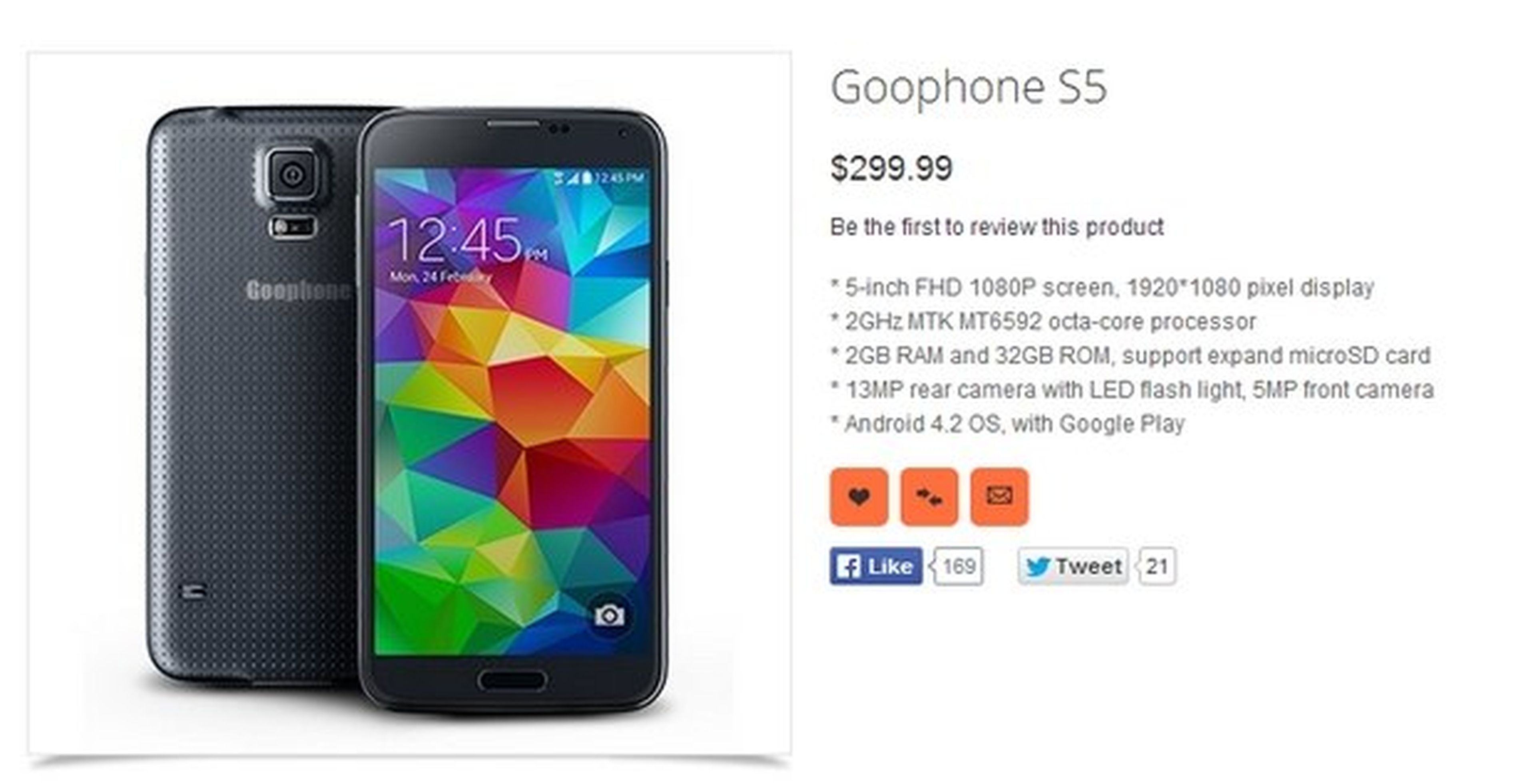 Goophone S5, clon chino barato del Samsung Galaxy S5