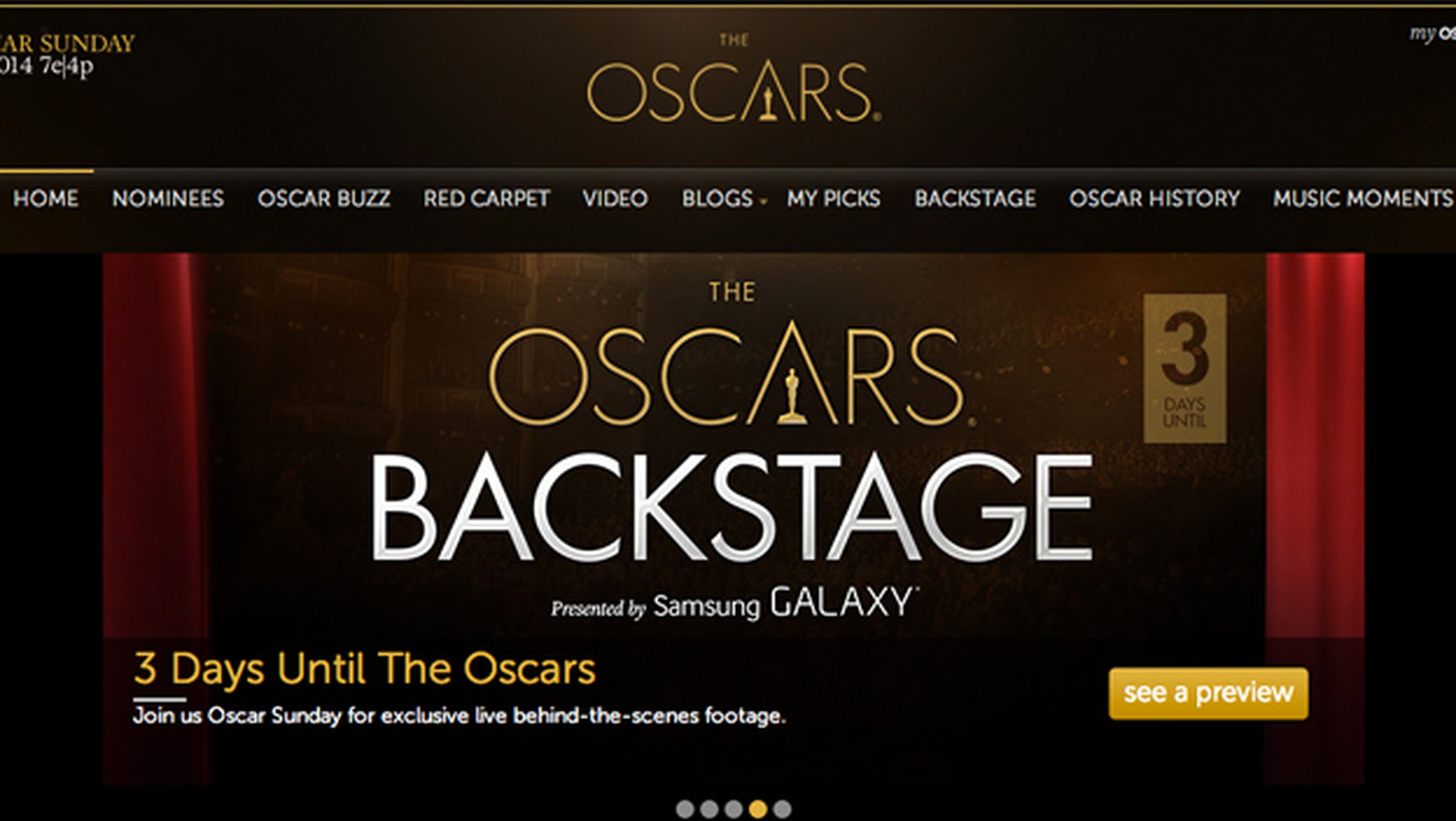 web oficial de los Oscars 2014