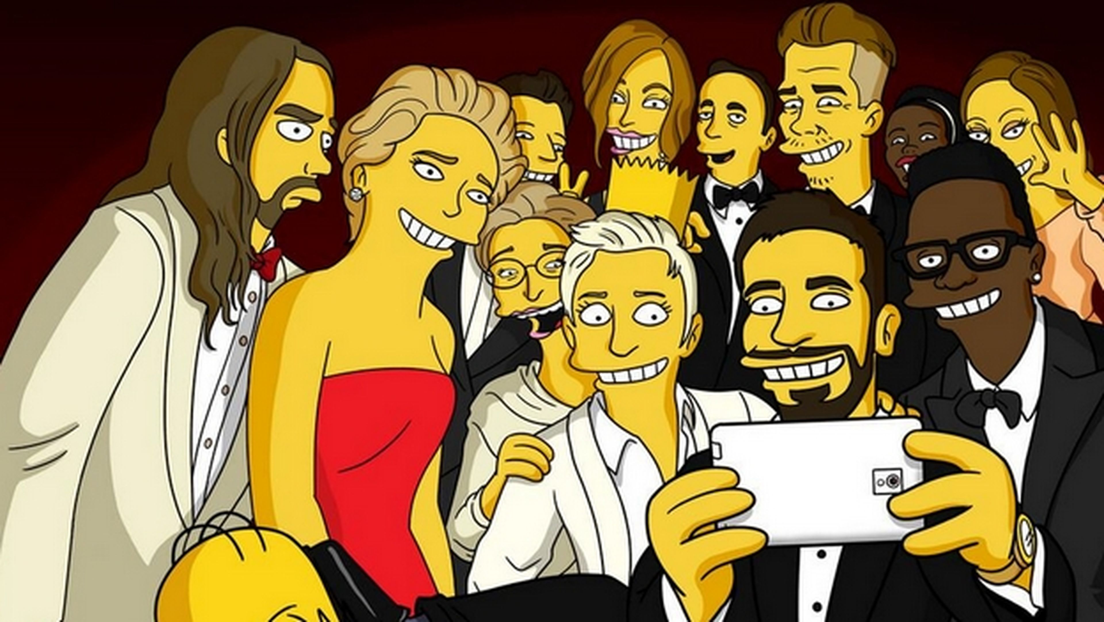 Bart Simpson se cuela en el selfie de DeGeneres en Los Oscar. Homer Simpson lo intenta.