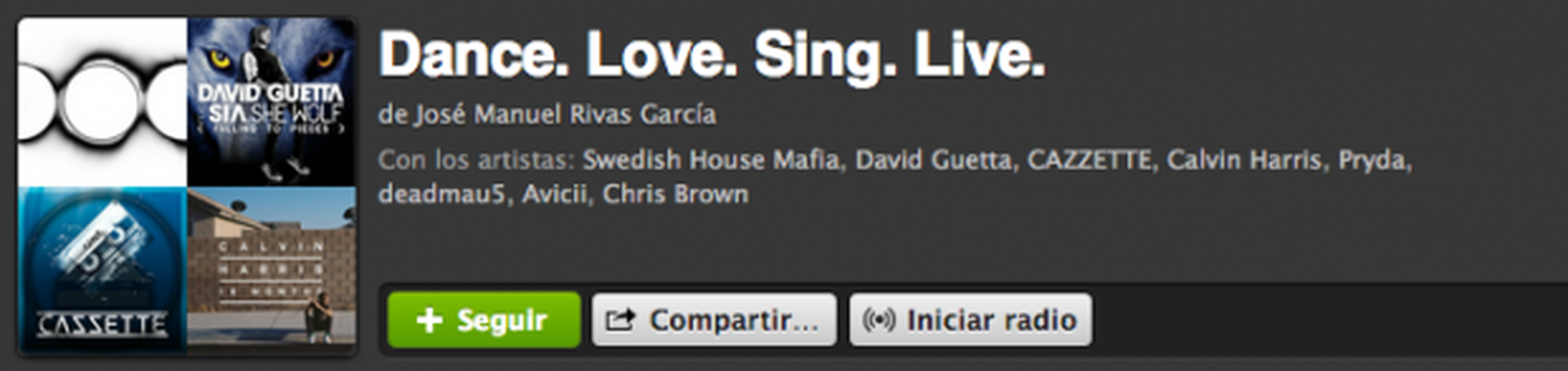 Lista de reproducción de Spotify para gimnasio Dance.Love.Sing.Live