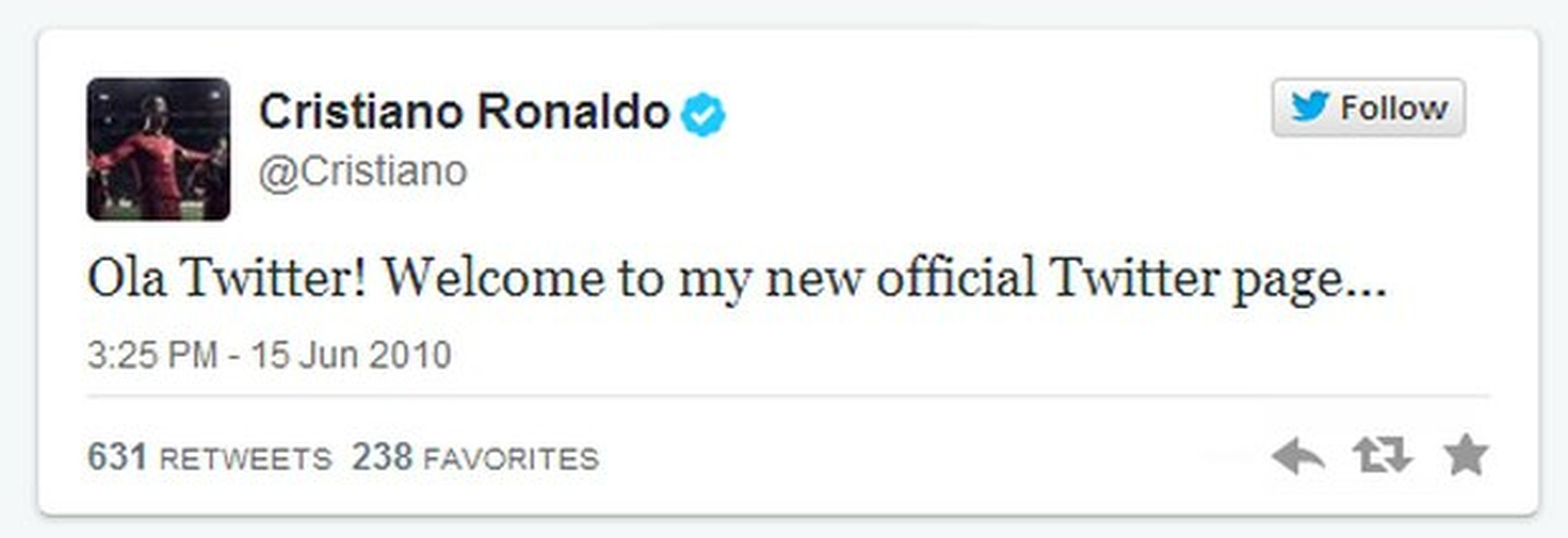 Primer Tweet Cristiano Ronaldo