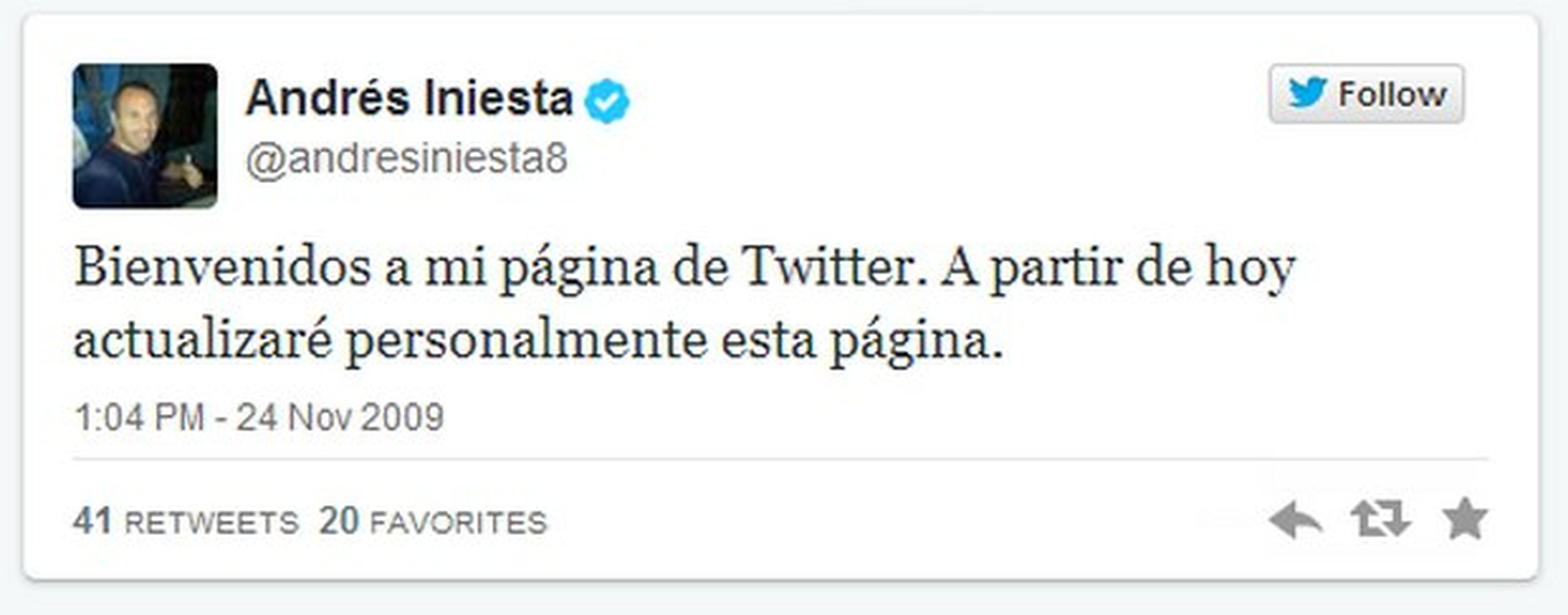 Primer tweet Andrés Iniesta