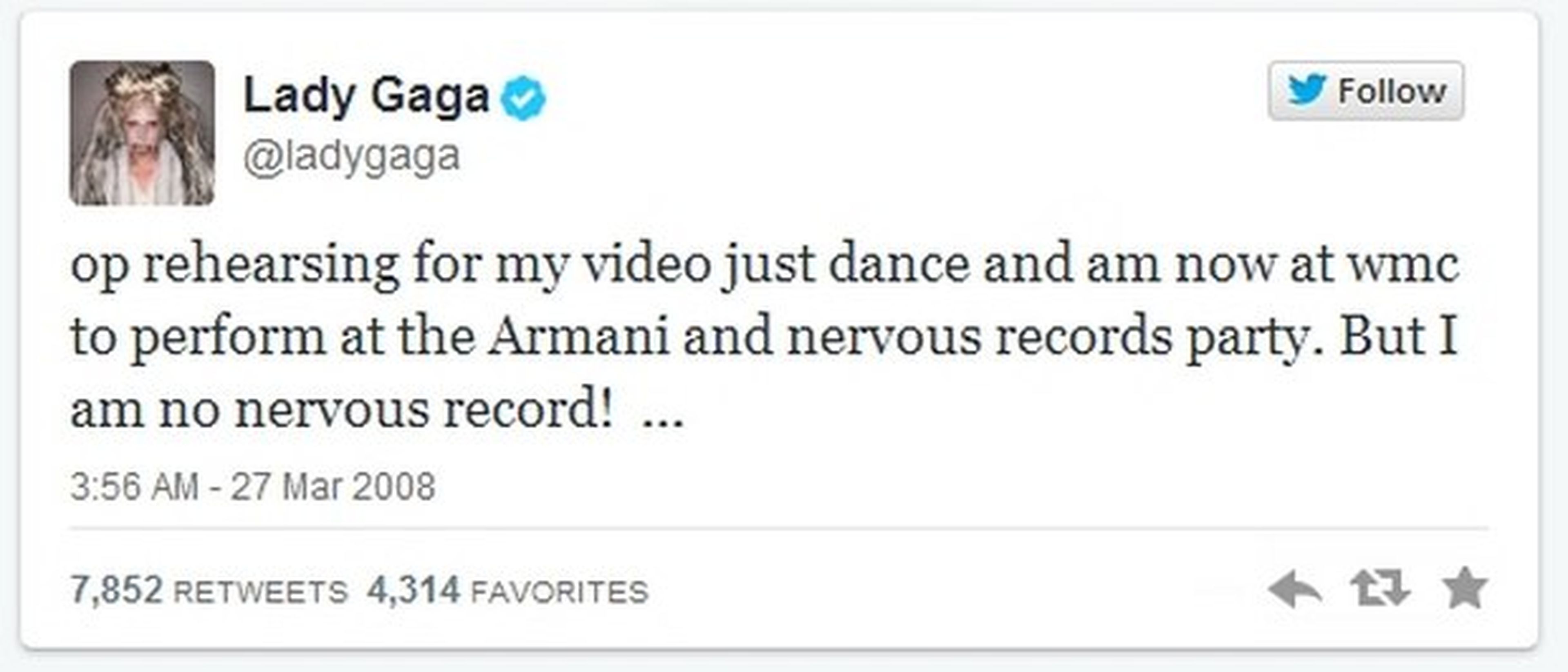 Primer Tweet Lady Gaga