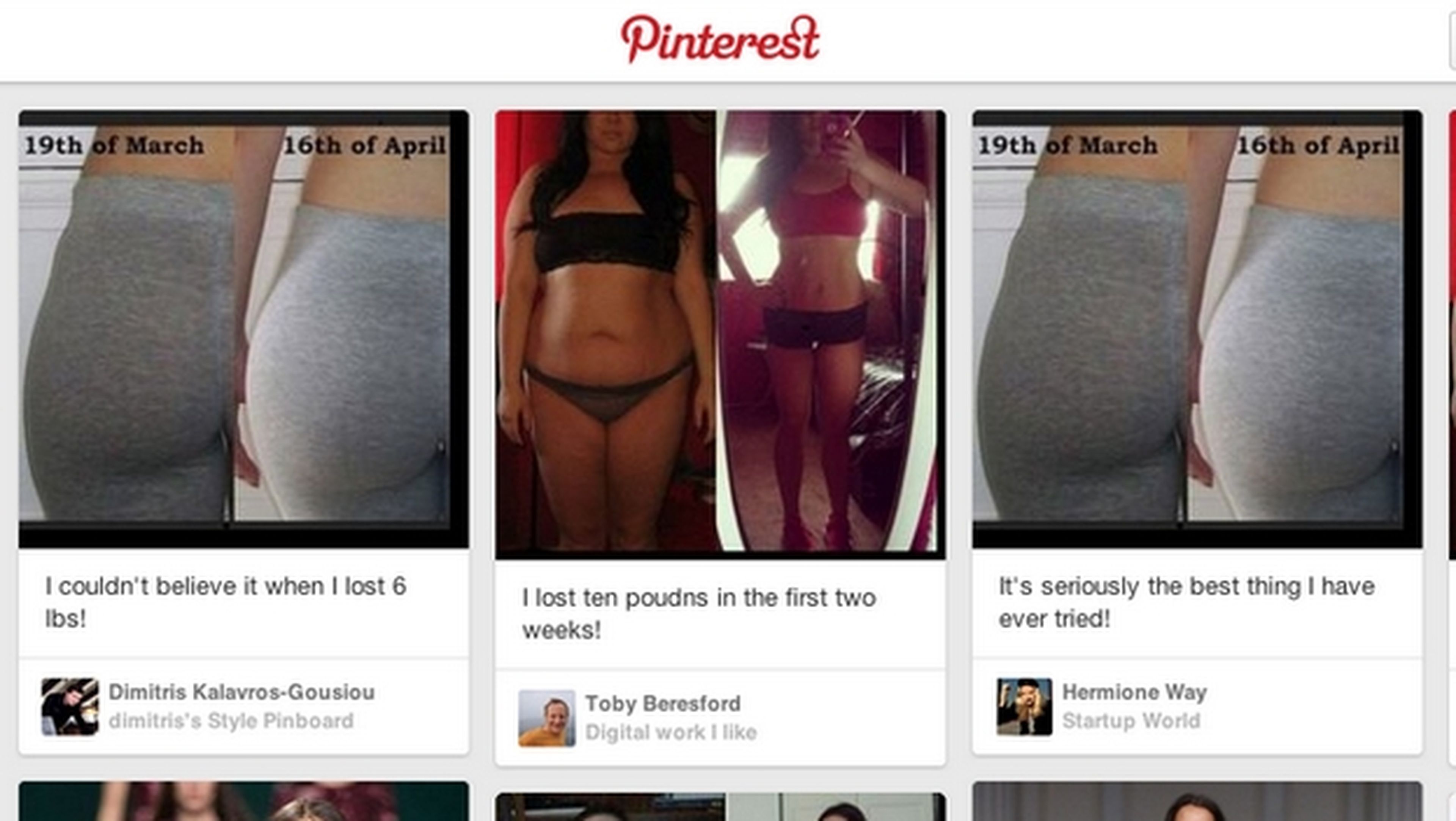 Spam llena de fotos de traseros y dietas milagrosas las cuentas de Pinterest