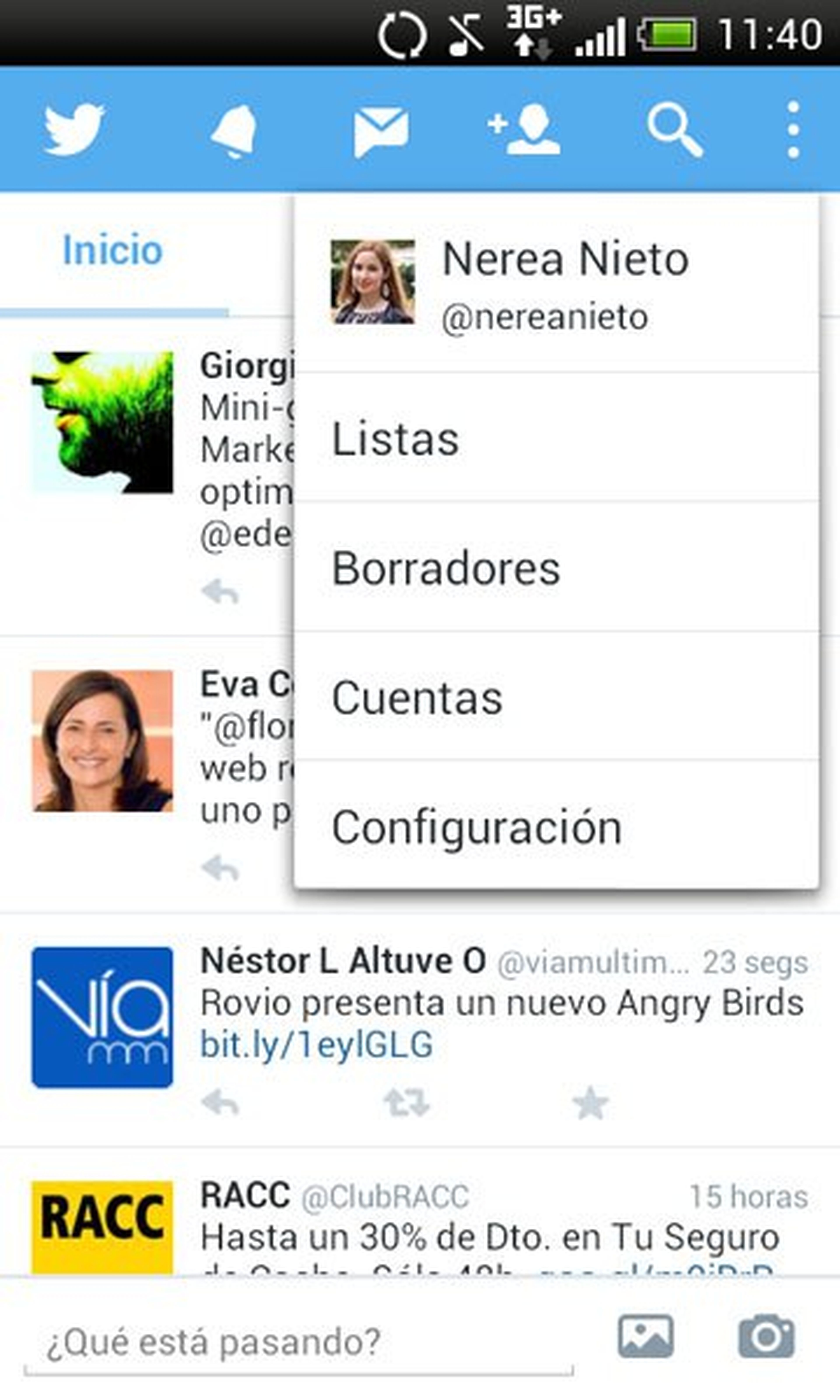 Configuración Twitter Android