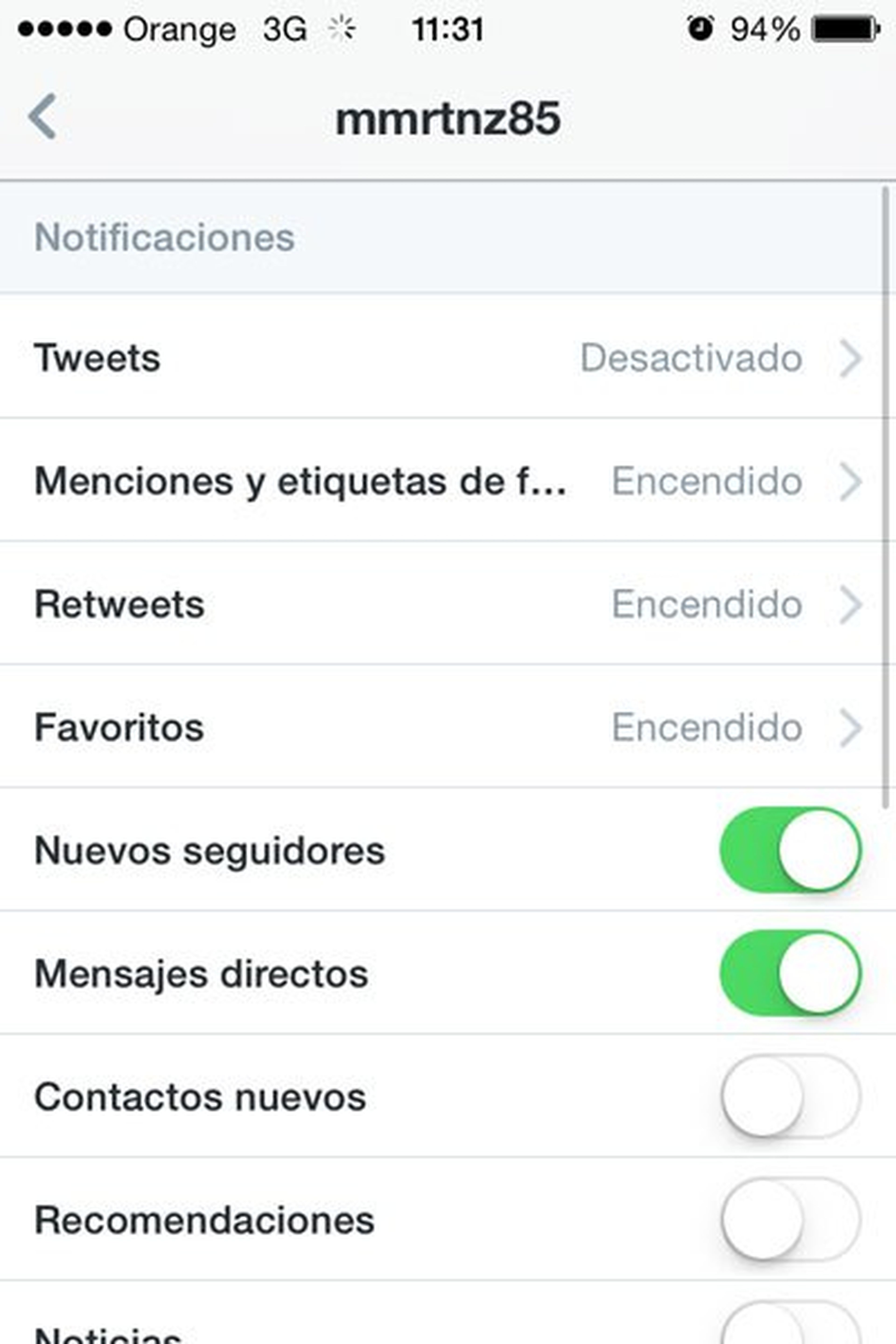 Configuración Twitter iOS