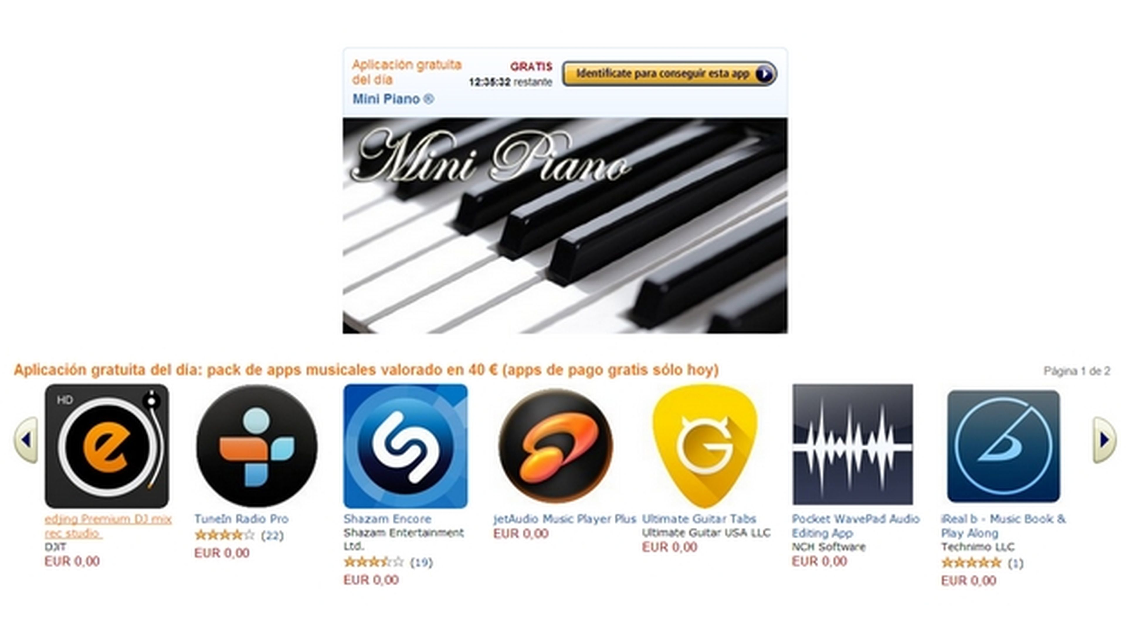 Apps gratis de música por valor de 40 € en la Tienda Apps para Android de Amazon, sólo hoy