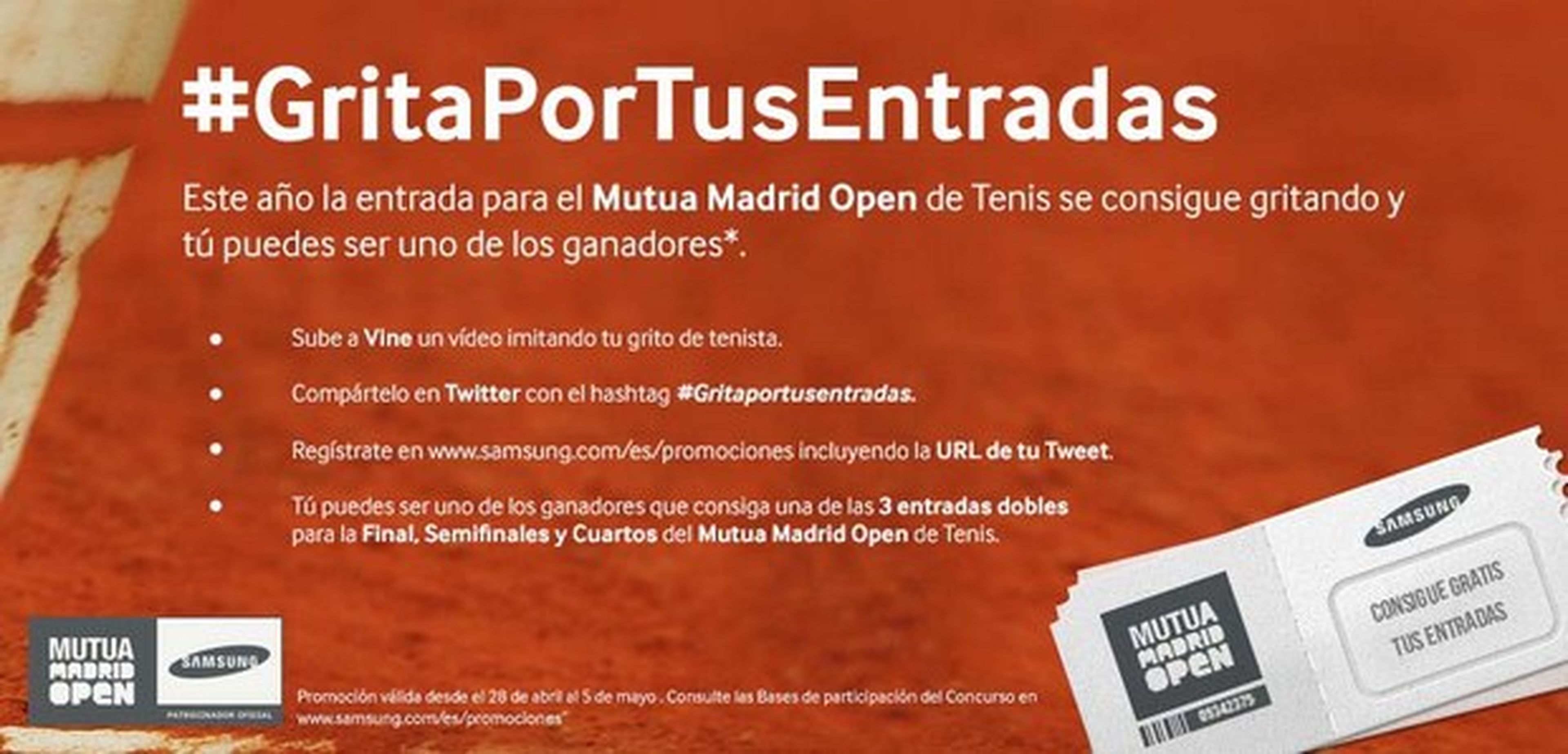 Entradas gratis de tenis para el Mutua Madrid Open, con Samsung