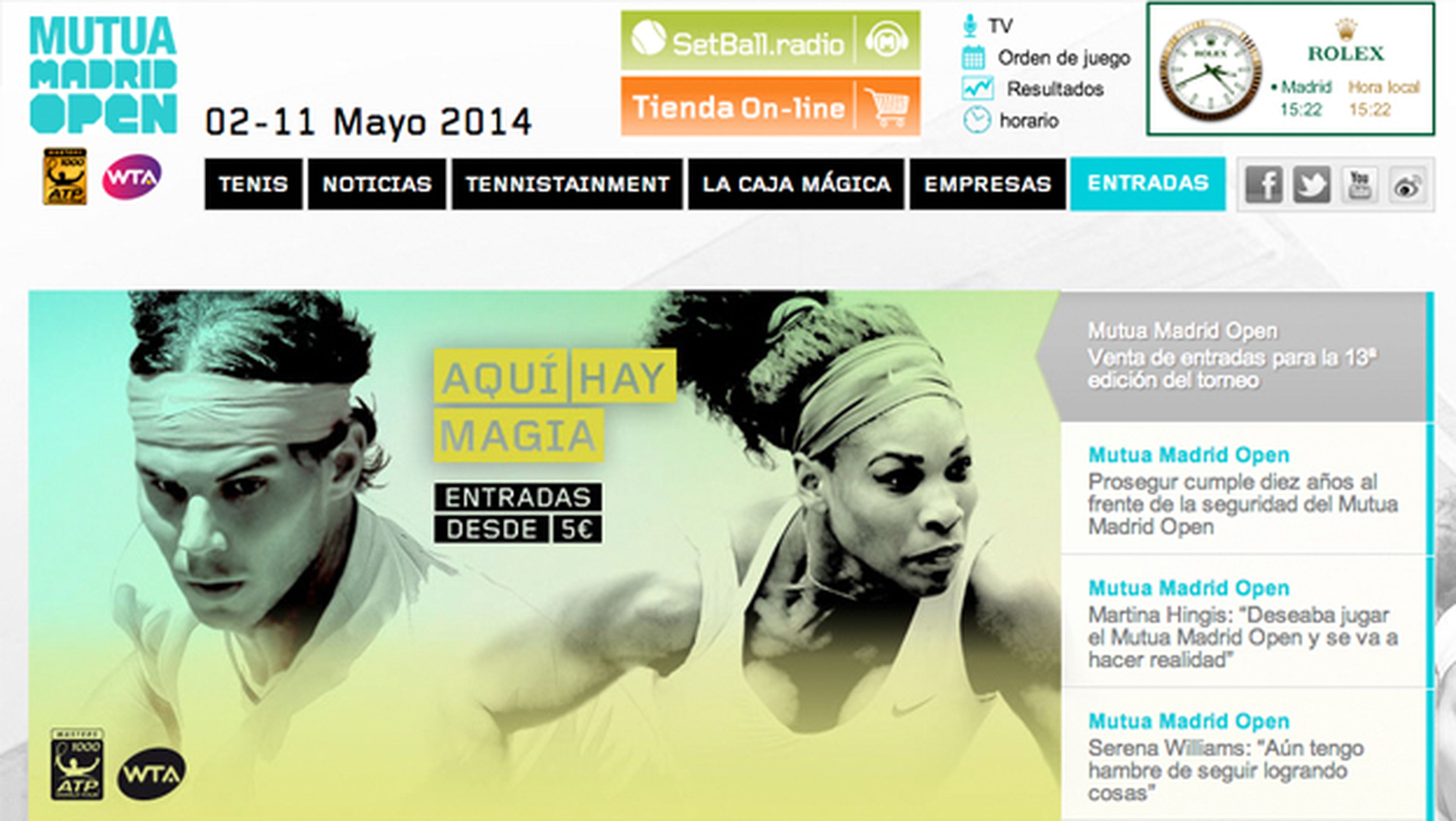 Dónde comprar entradas online para el Mutua Madrid Open de tenis 2014