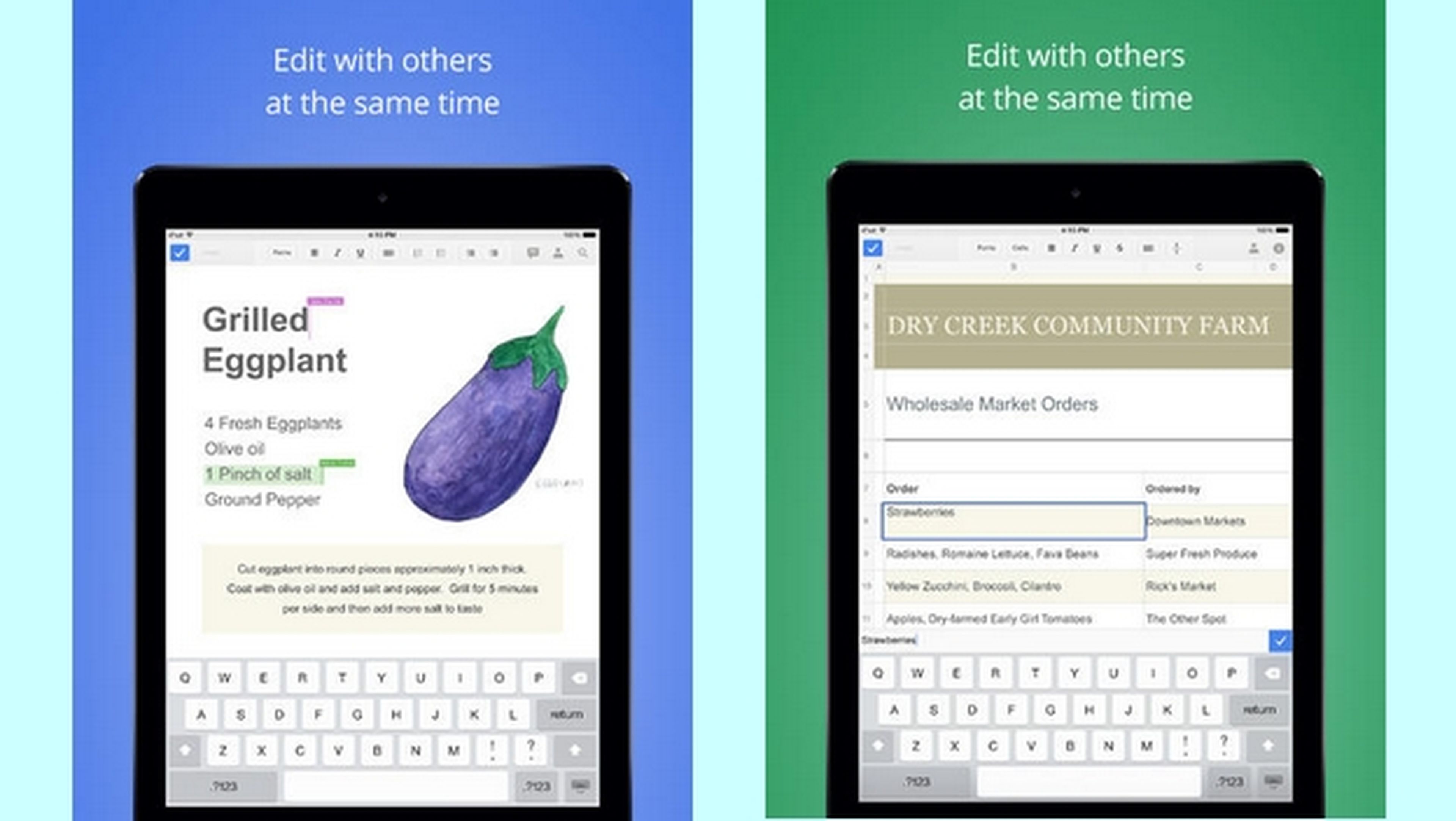 Google lanza las apps Documentos de Google y Hojas de Cálculo de Google para competir con Office para iPad