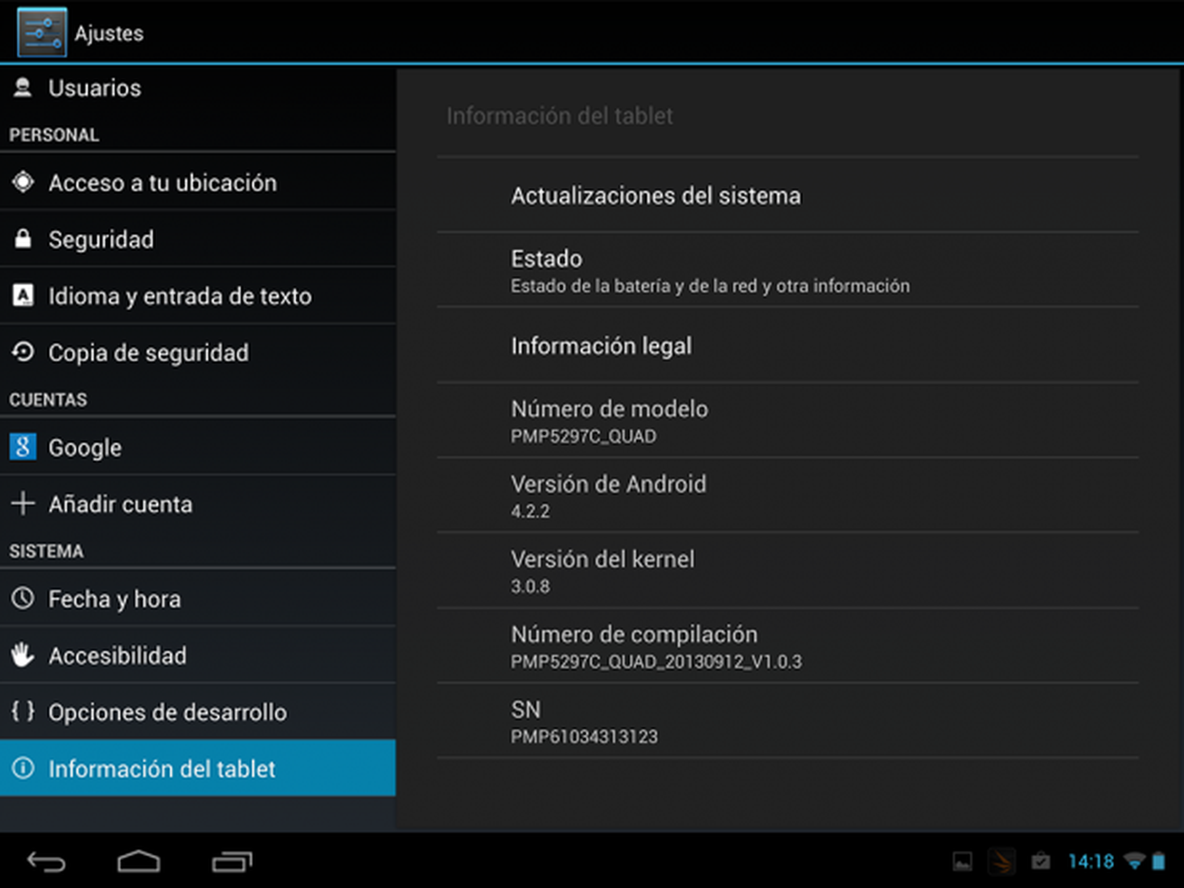 El MultiPad 4 incluye un Android 4.2.2 con una interfaz casi sin modificar.