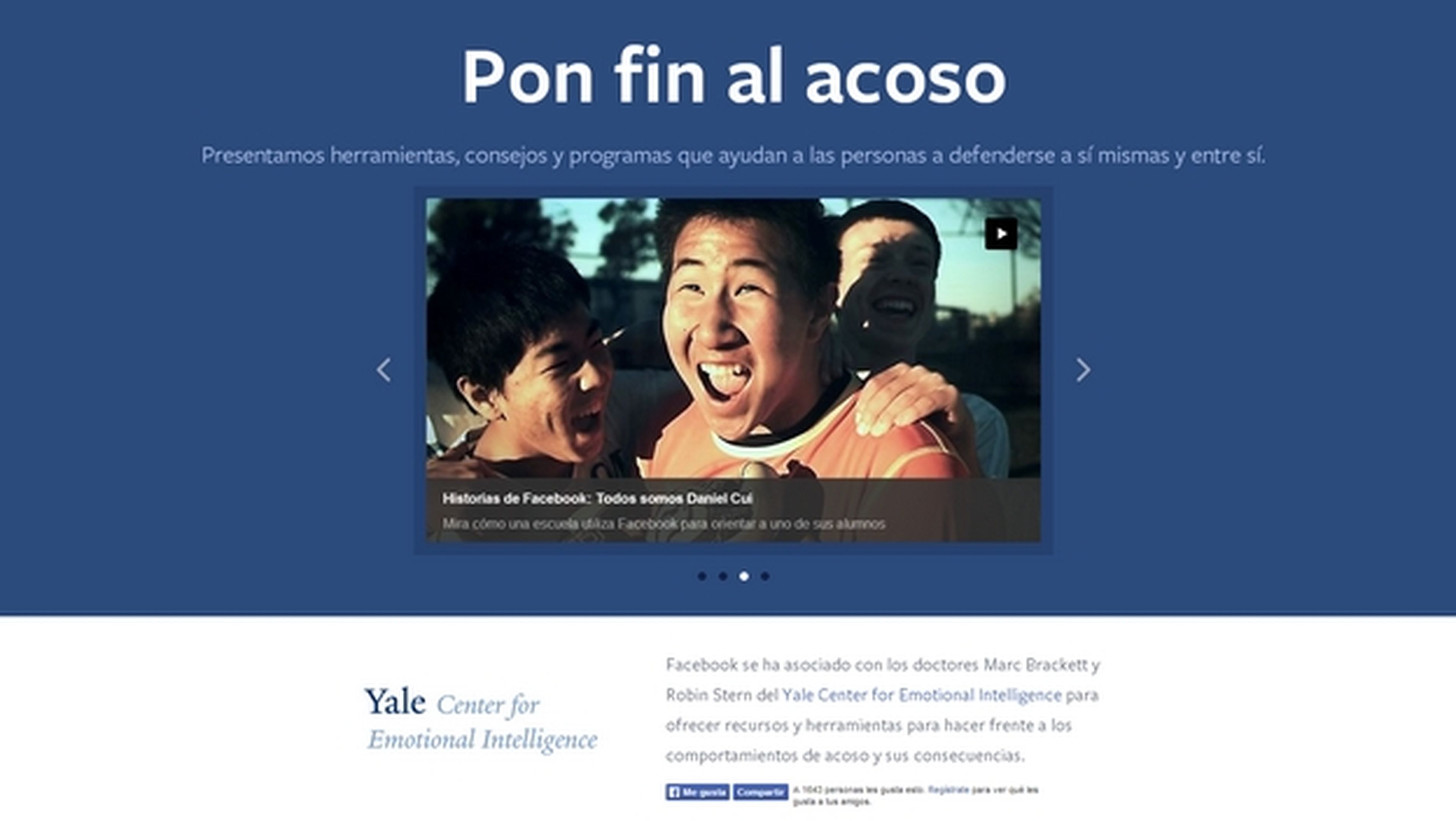 Facebook estrena web llamada Centro de Prevención del Acoso, para luchar contra el ciberacoso.