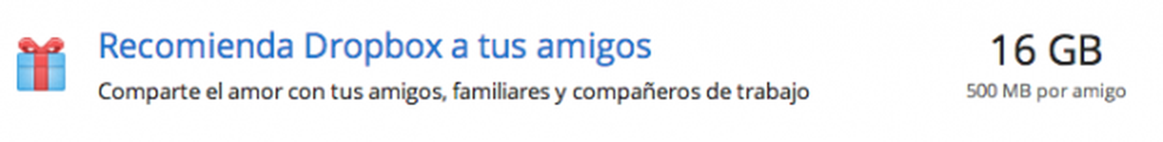 Recomienda Dropbox a tus amigos