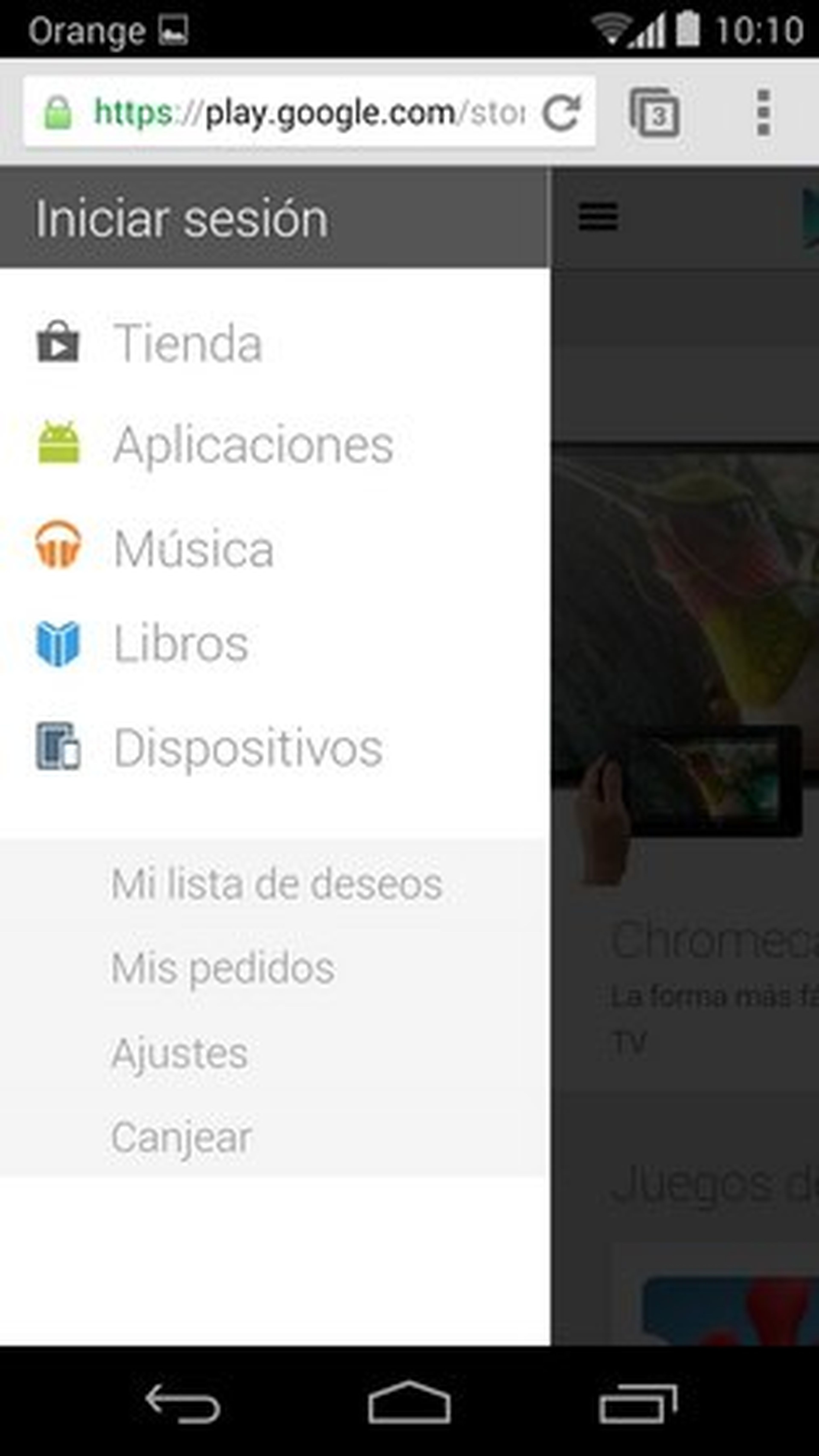 web móvil Google Play