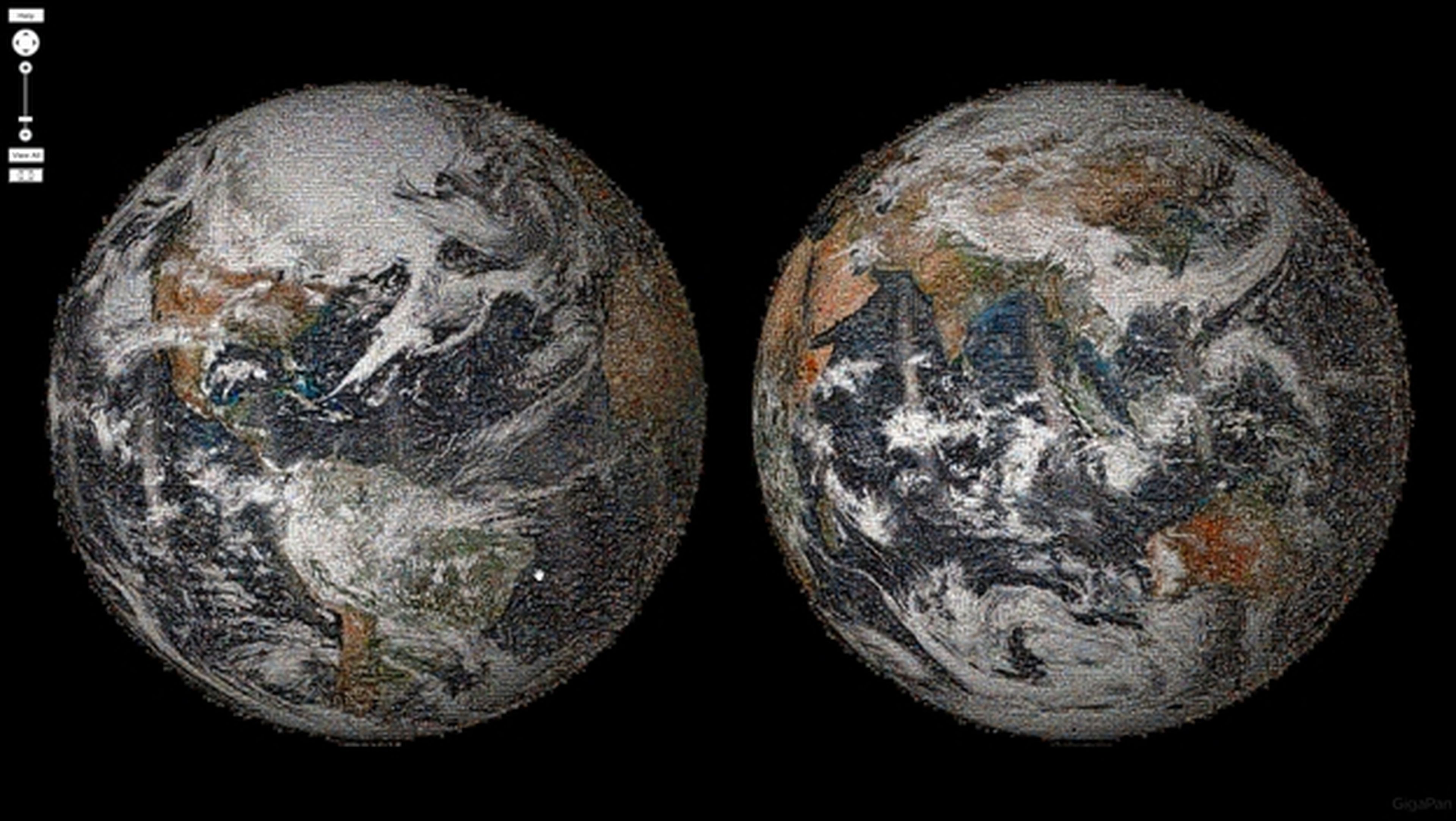El primer selfie global de la Humanidad, creado por la NASA, desde el espacio. Contiene más de 36.000 selfies de gente de 113 países.