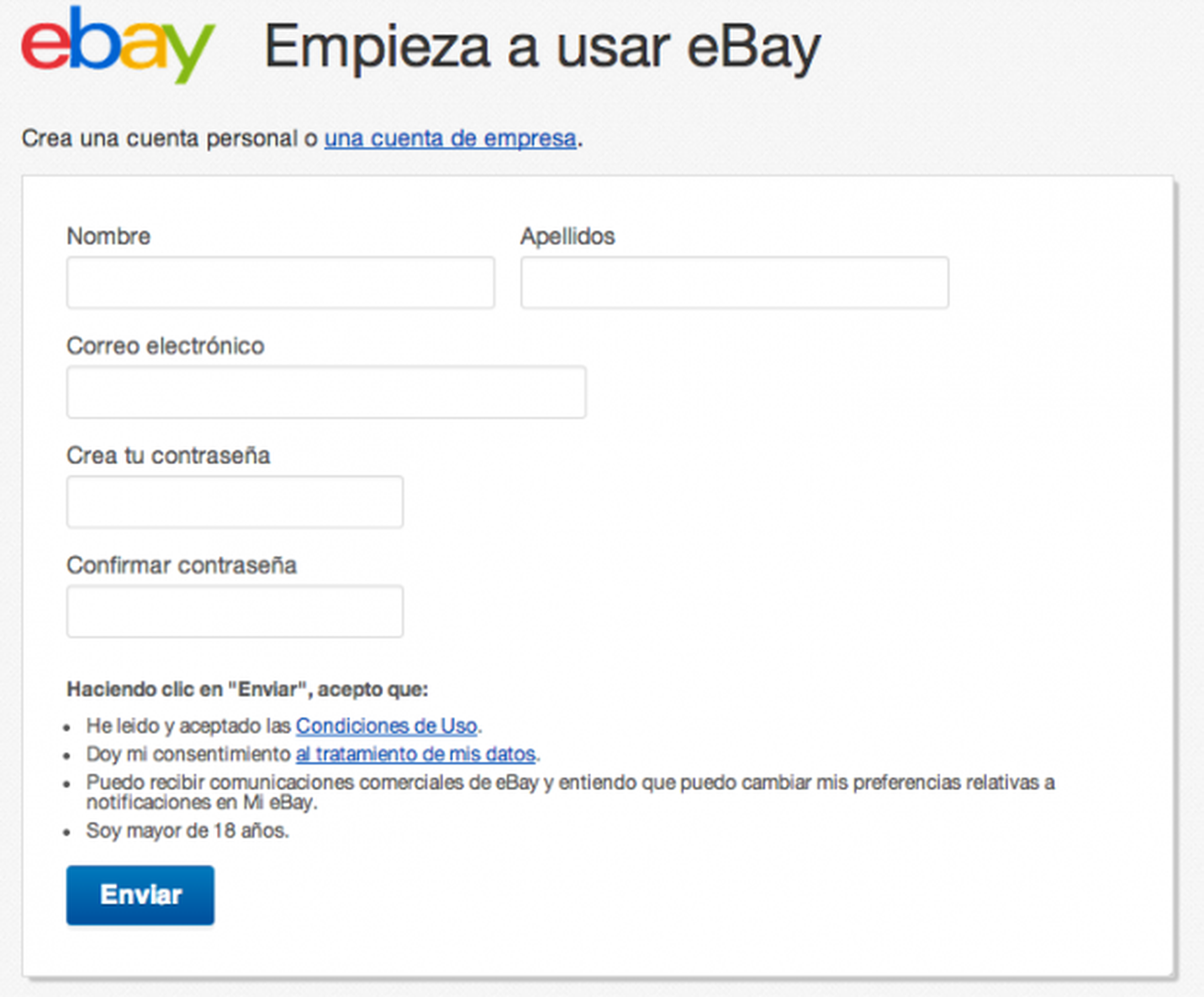Registrase en eBay