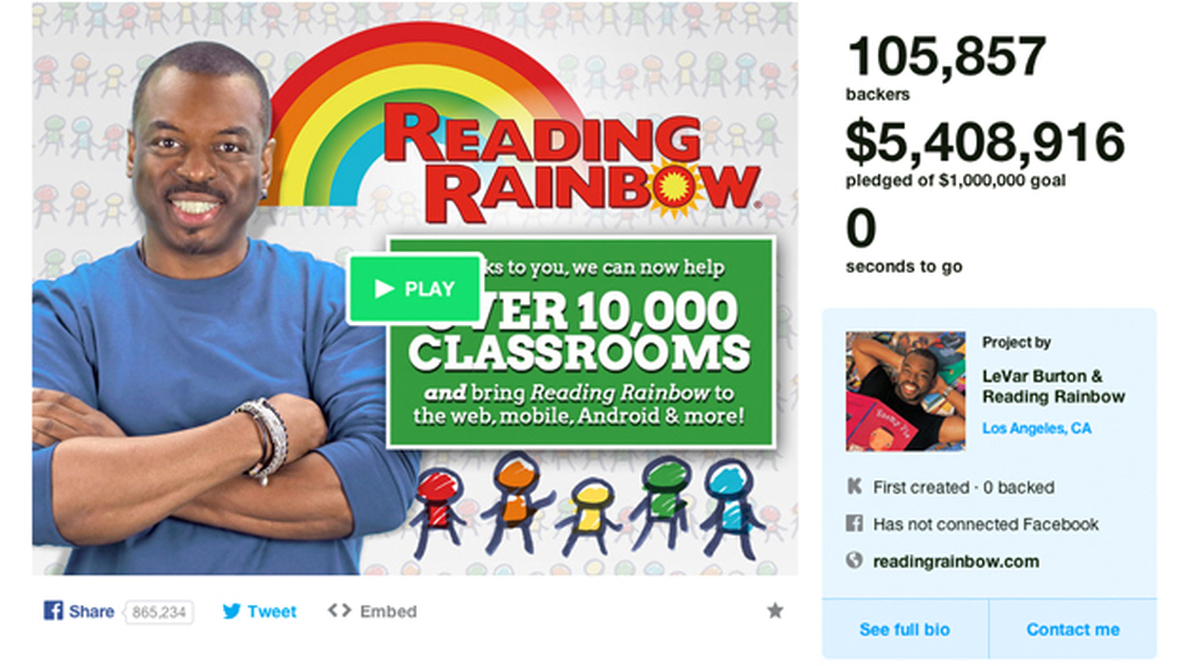 Kickstarter reading rainbow