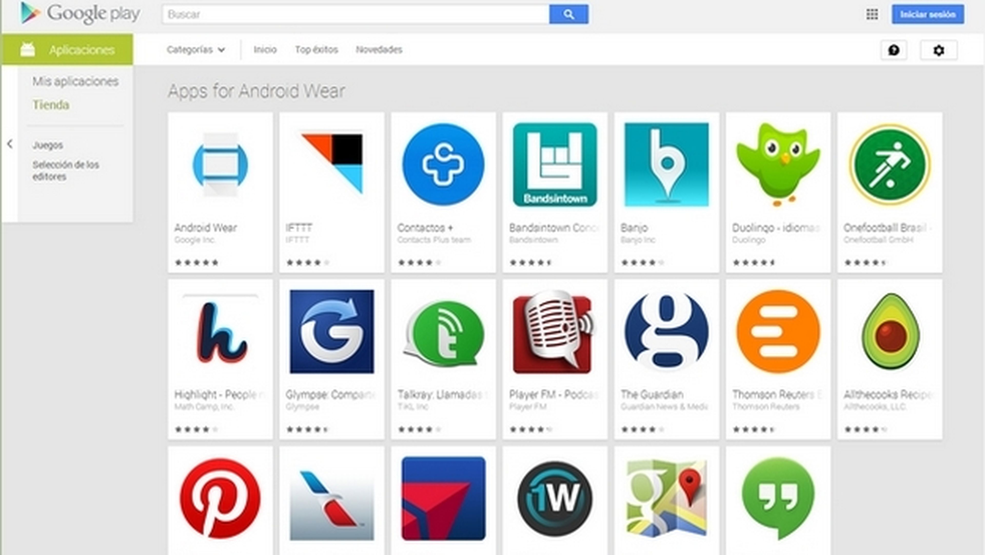 Google estrena la app de Android Wear y abre una sección de apps de Android Wear en Google Play.