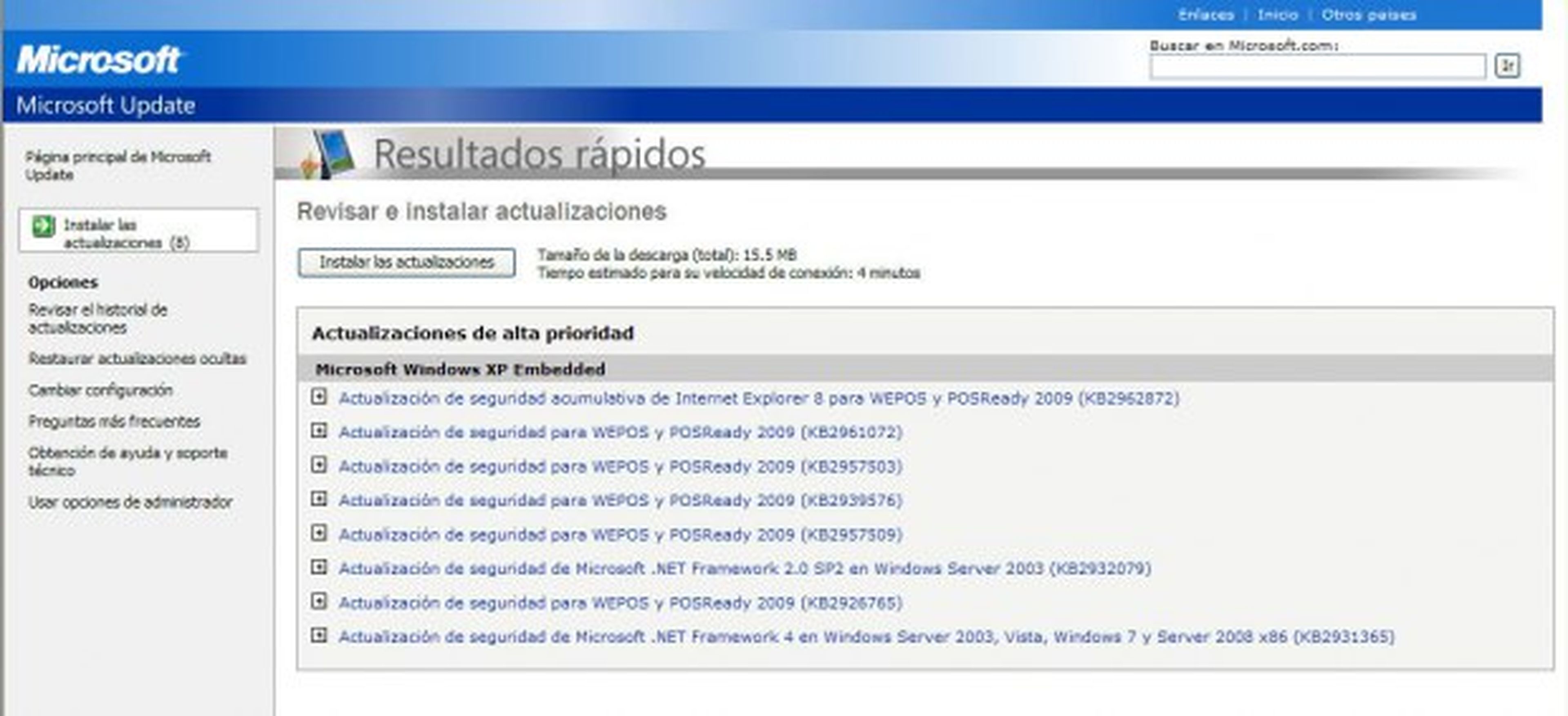 Actualizaciones Windows XP