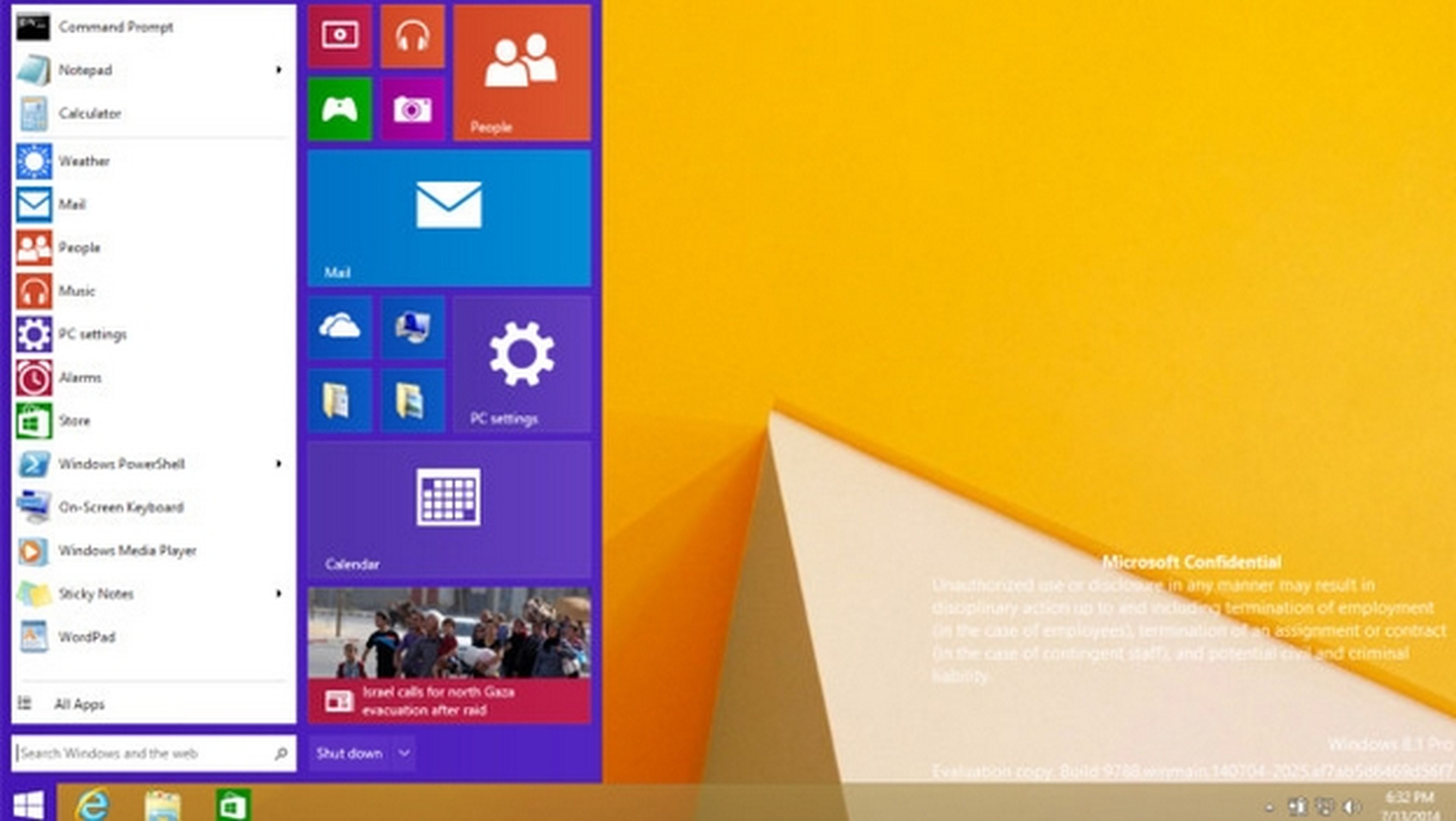 Se filtra una imagen del Botón de Inicio y el Menú de Inicio de Windows 9.