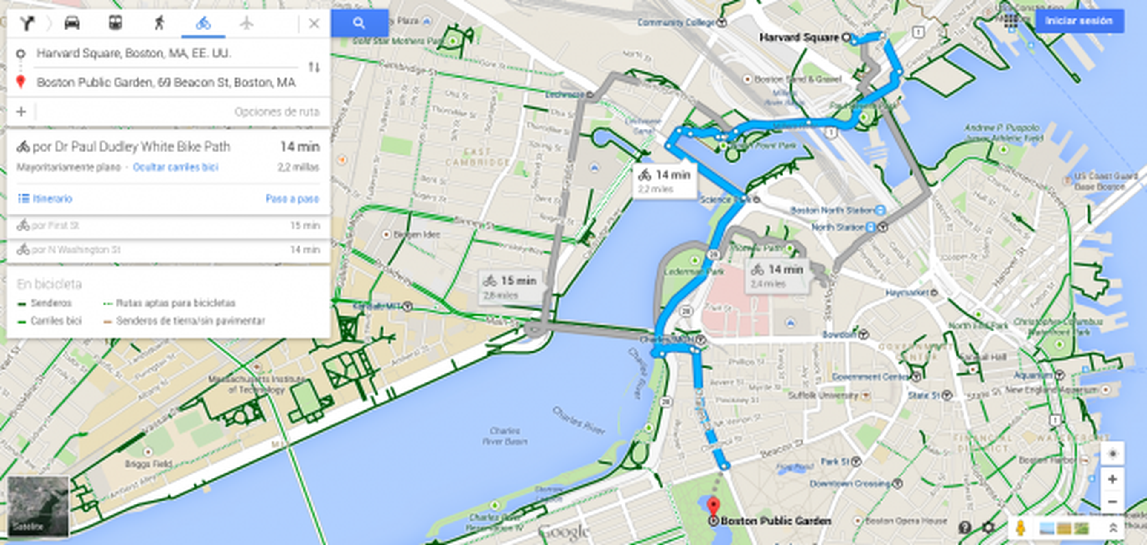 Carriles bici en Google Maps