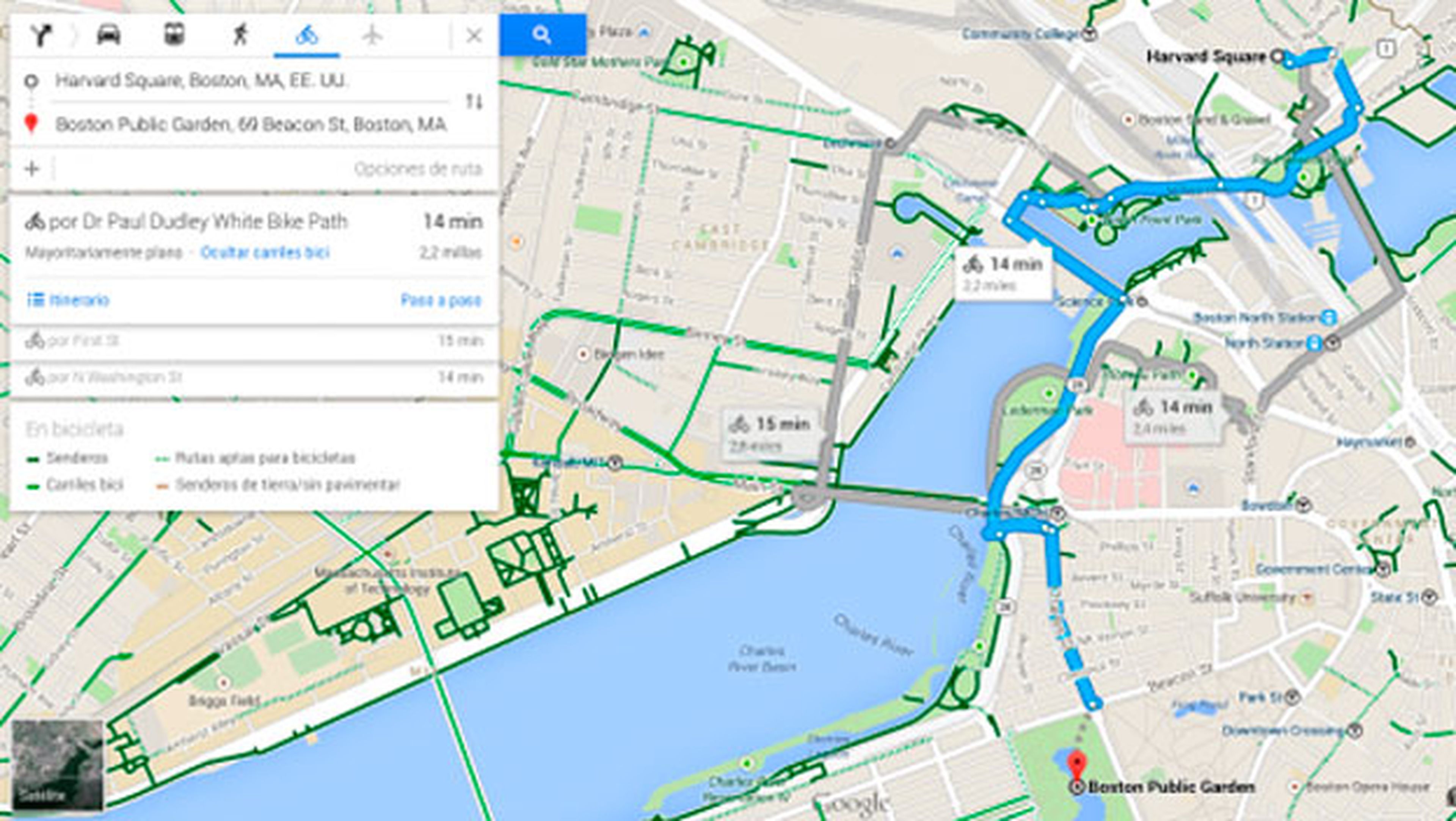 Calcular una ruta en bicicleta en Google Maps
