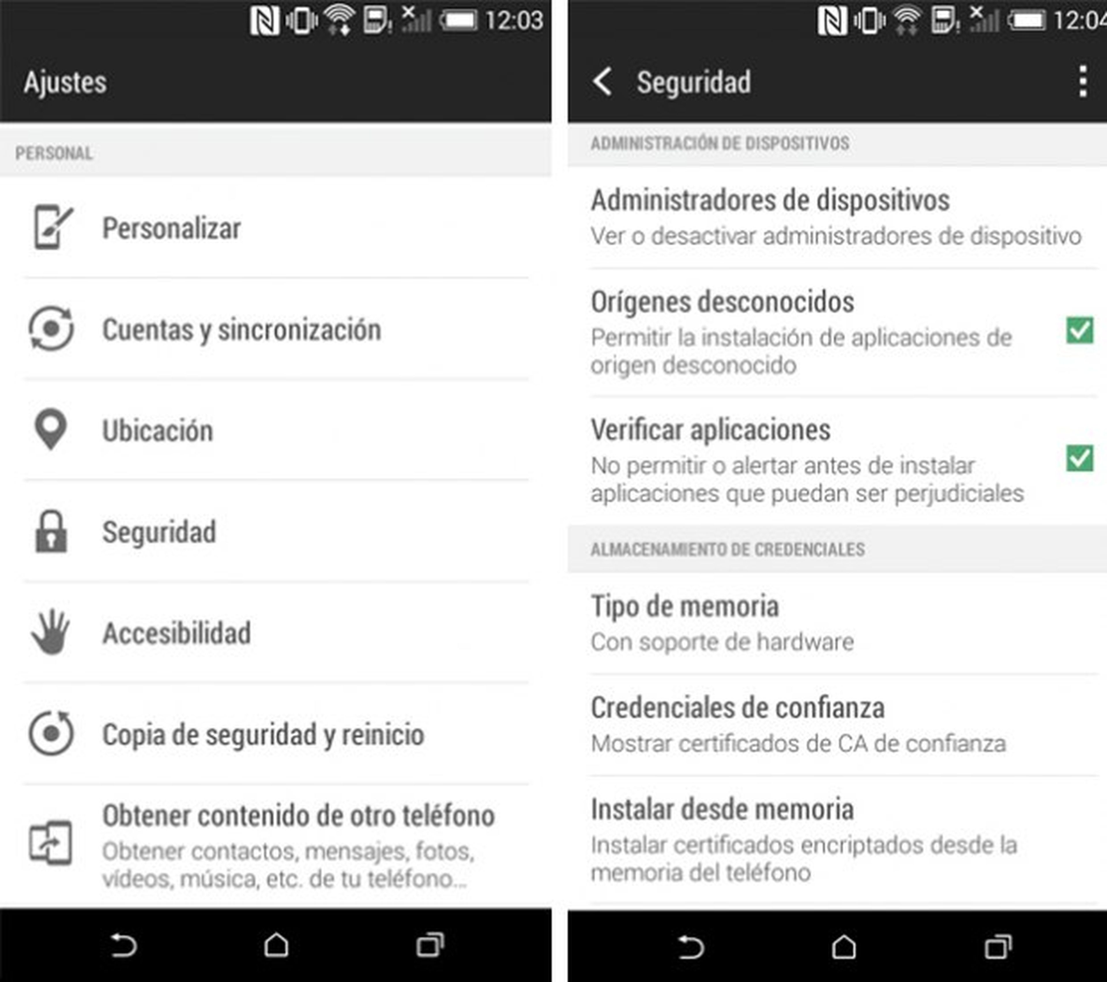 ajustes android