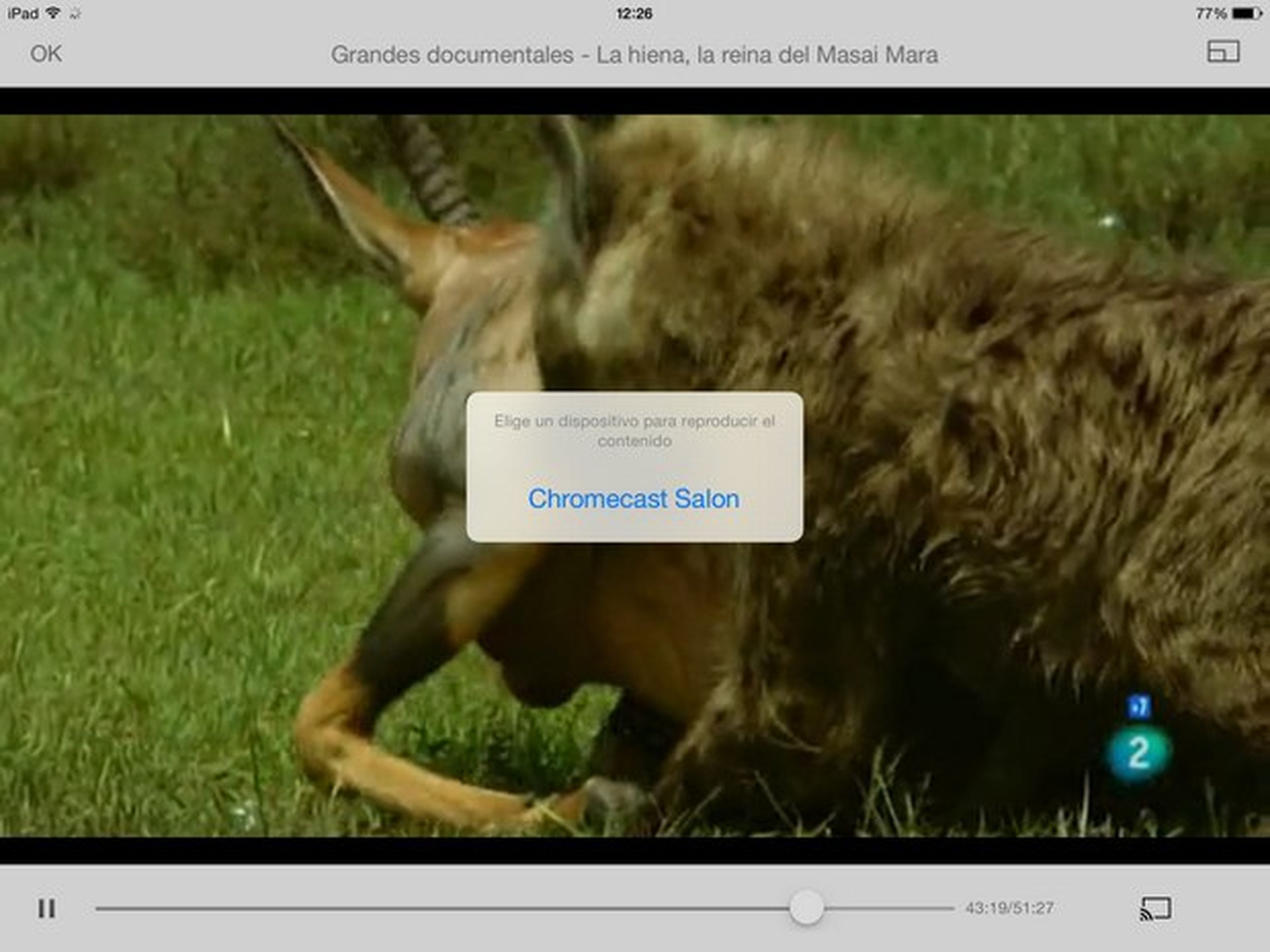 app RTVE para iPad con Chromecast