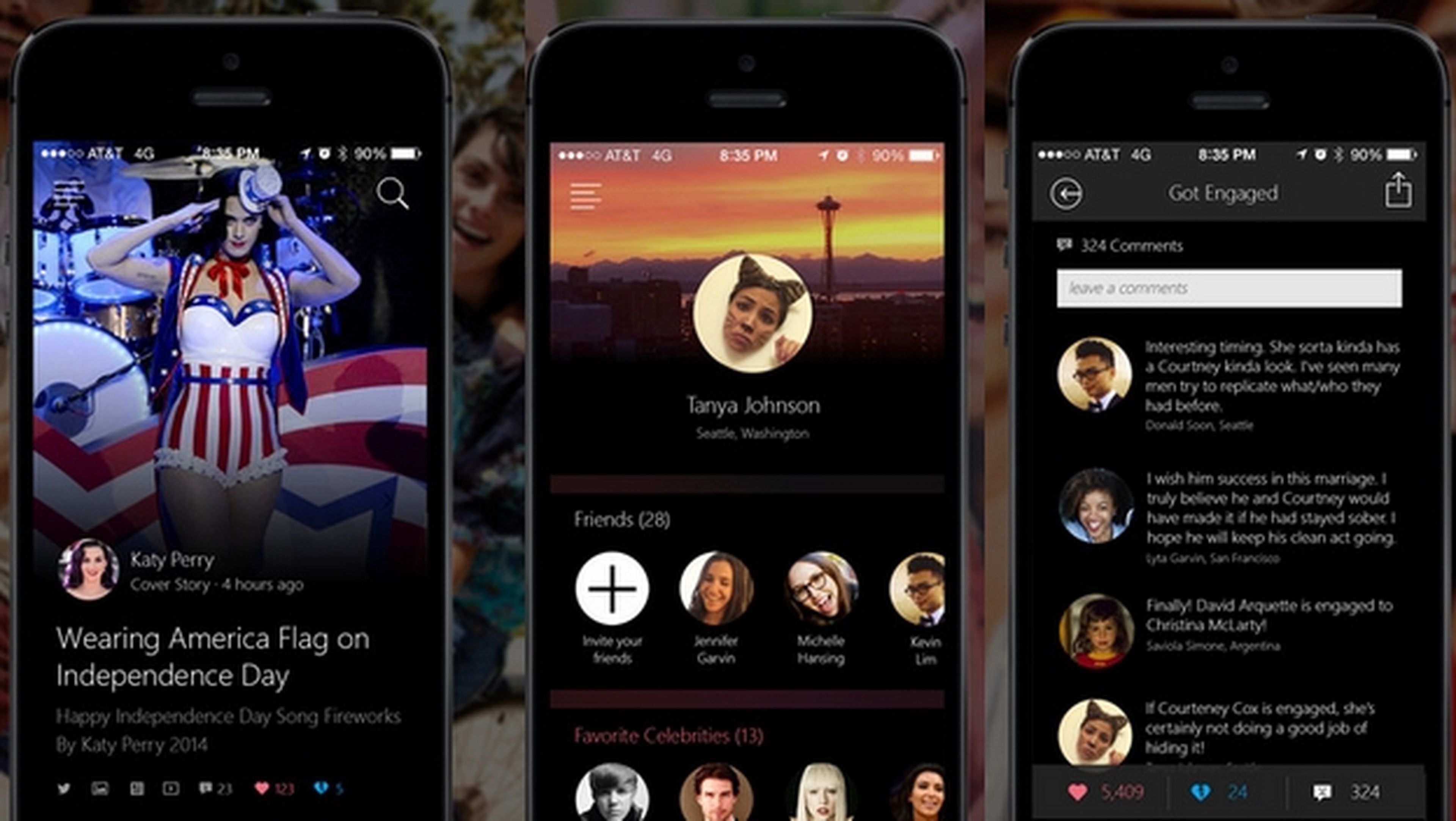 Snipp3t, la app de Microsoft para iPhone que te permite seguir a los famosos.
