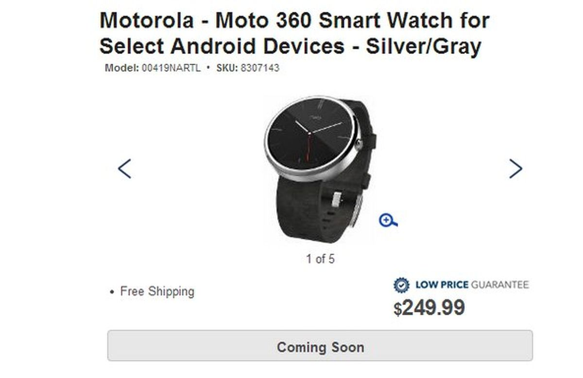 Moto 360 en Best Buy desvela características y precio, 250