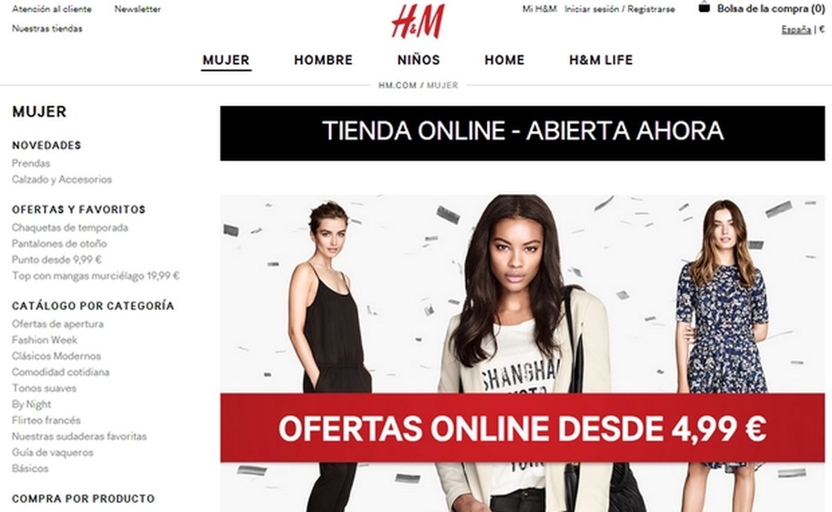 La tienda online de ropa H&M, abre hoy sus puertas en España