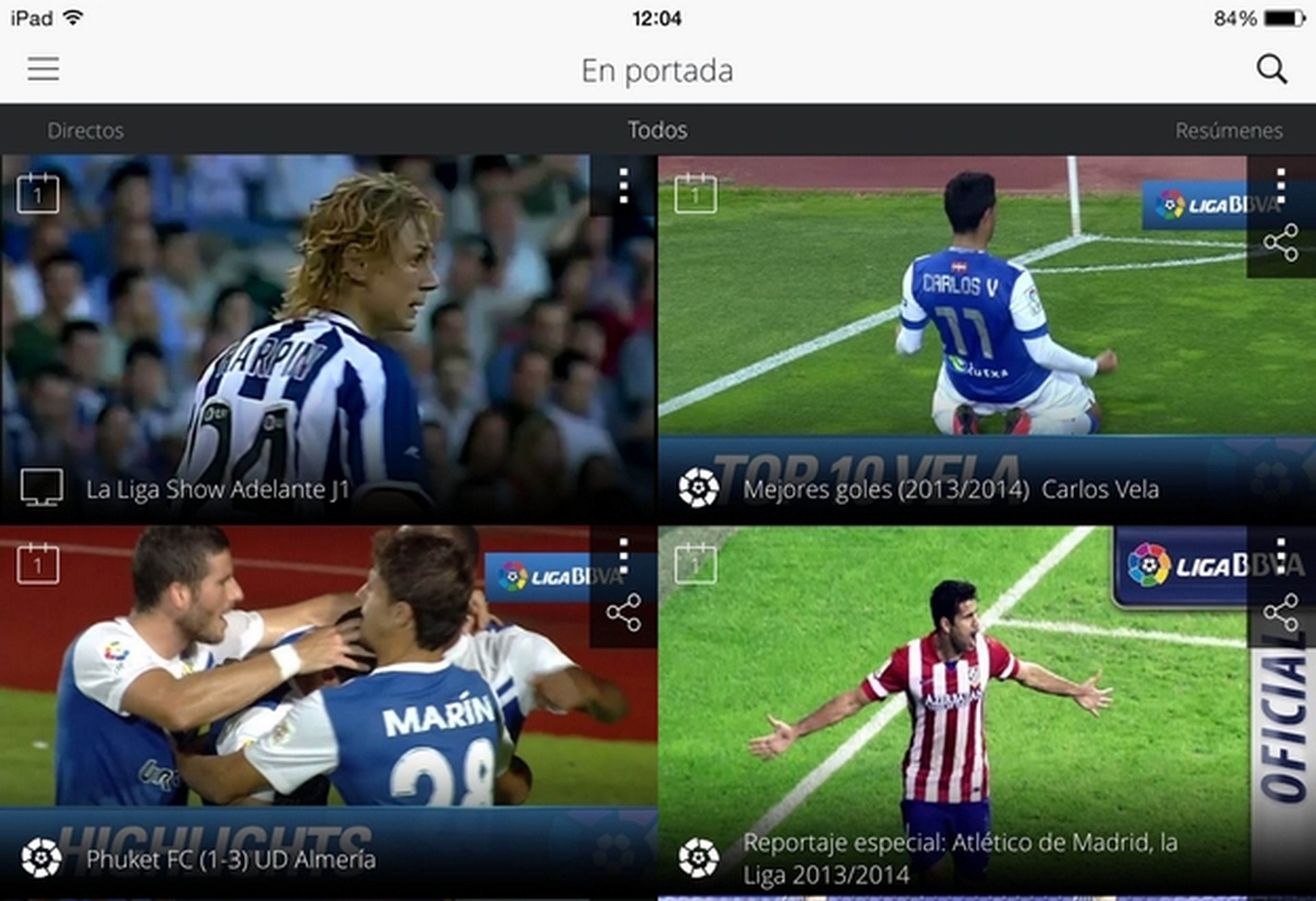 Llega La Liga TV, la app oficial para ver la liga de fútbol con resúmenes de los partidos, todos los goles, reportajes, y partidos de la liga Adelante en directo. Compatible con Chromecast
