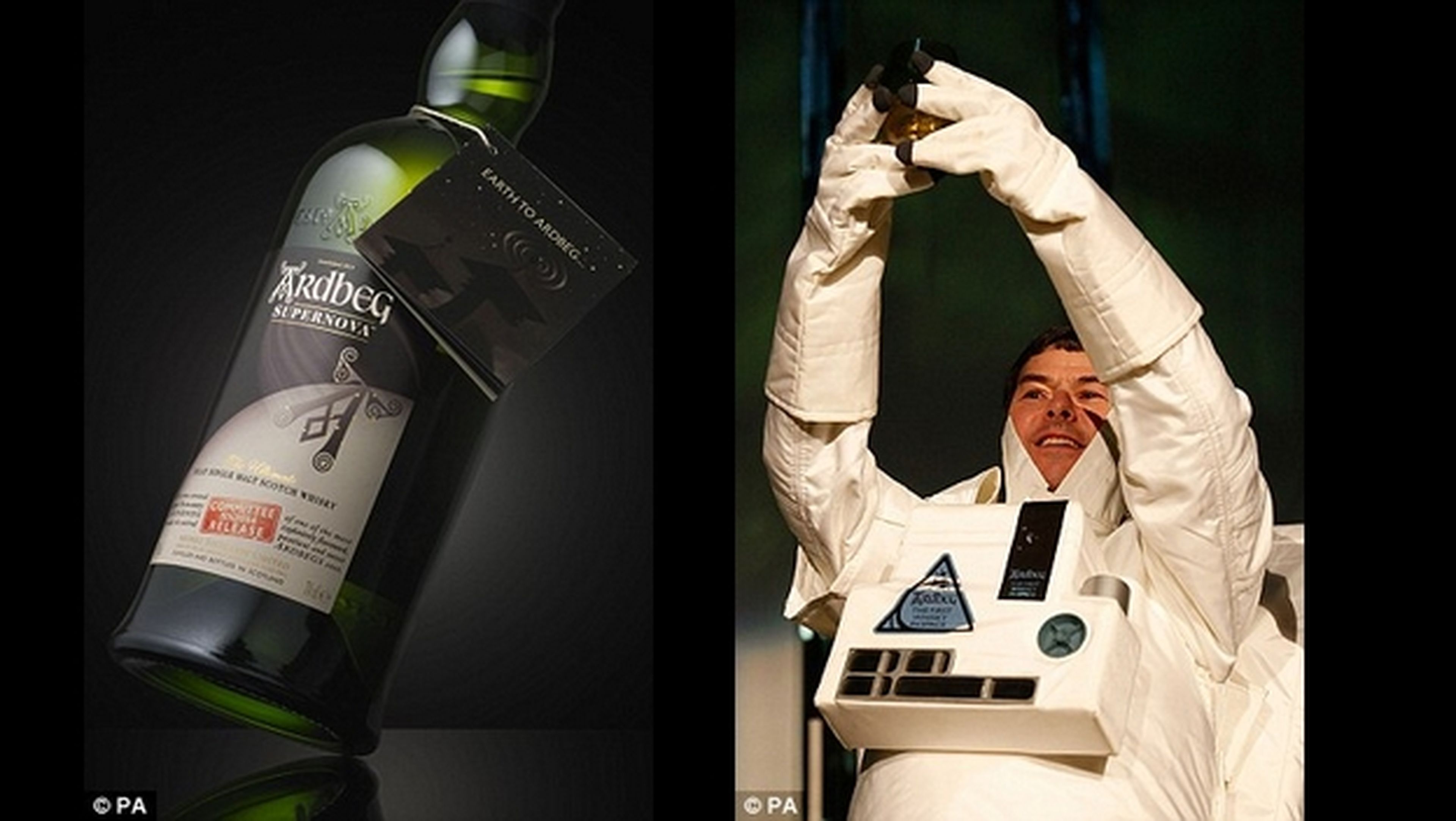 Una botella de whisky escocés Ardbeg madurado tres años en el espacio, en la Estación Espacial Internacional, vuelve a la Tierra para ser estudiado.