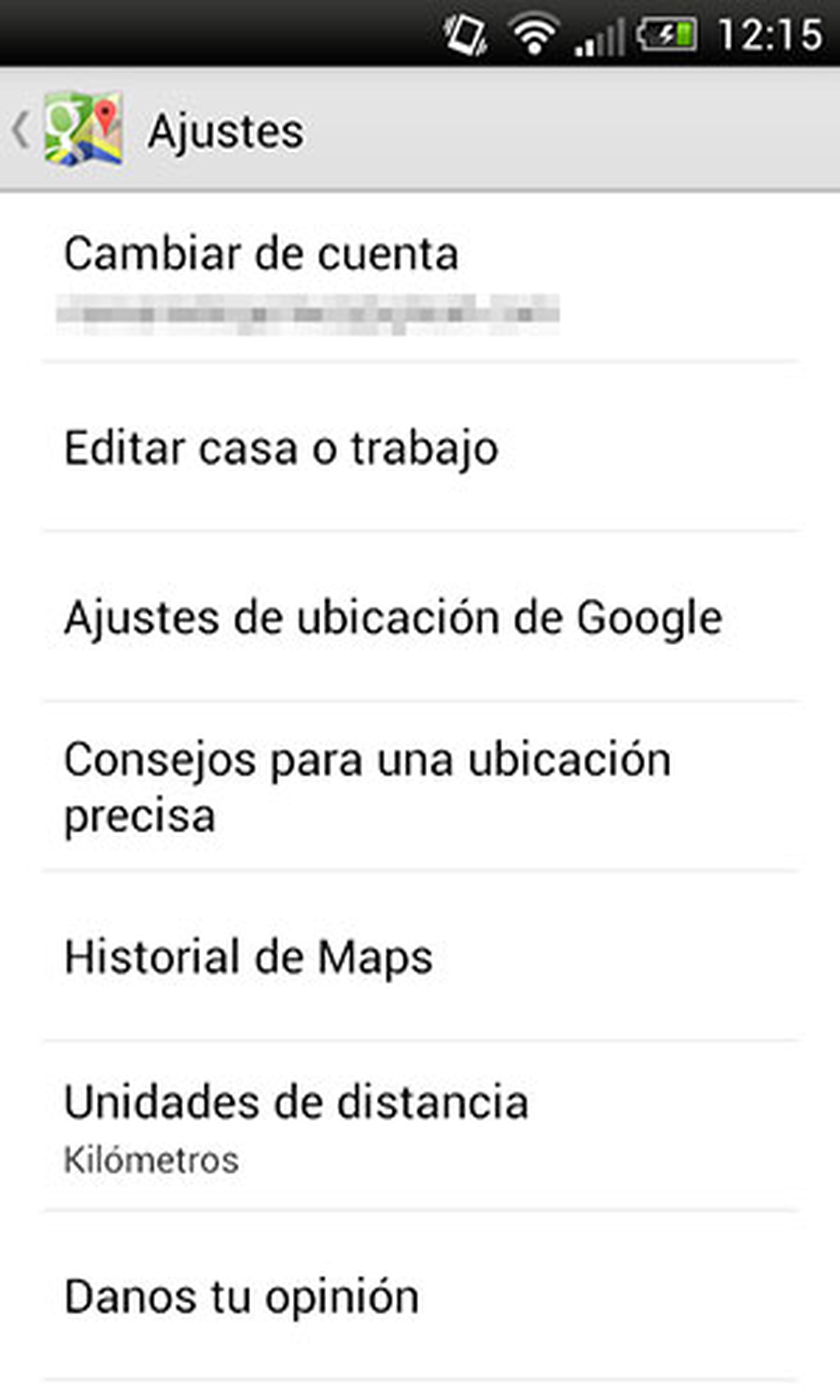 Ajustes de ubicación de Google