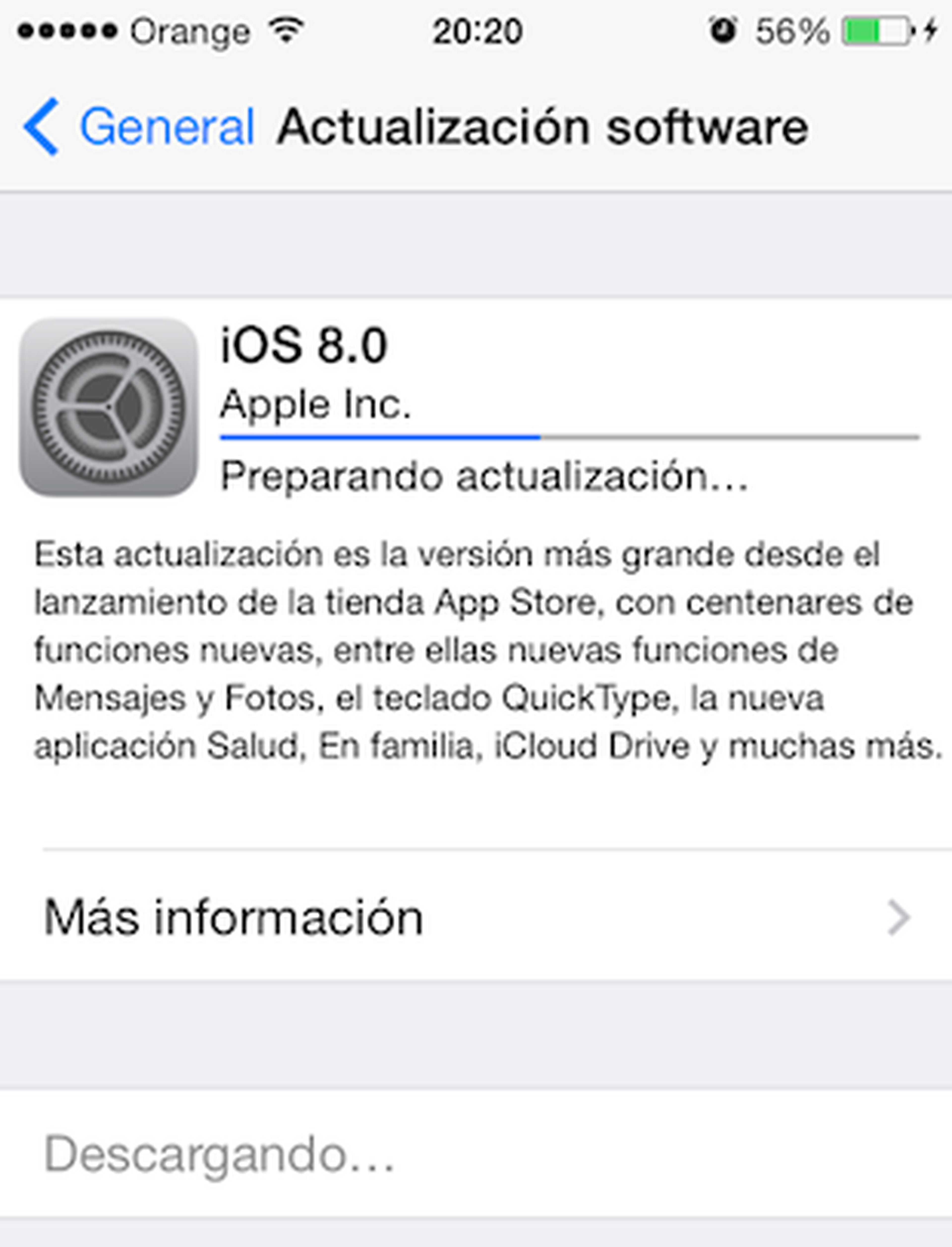 actualización iOS 8