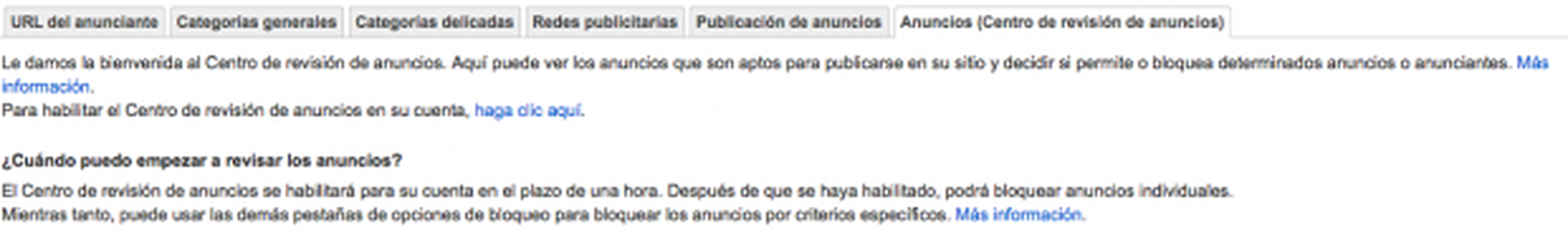 Centro de revisión de anuncios de Google AdSense