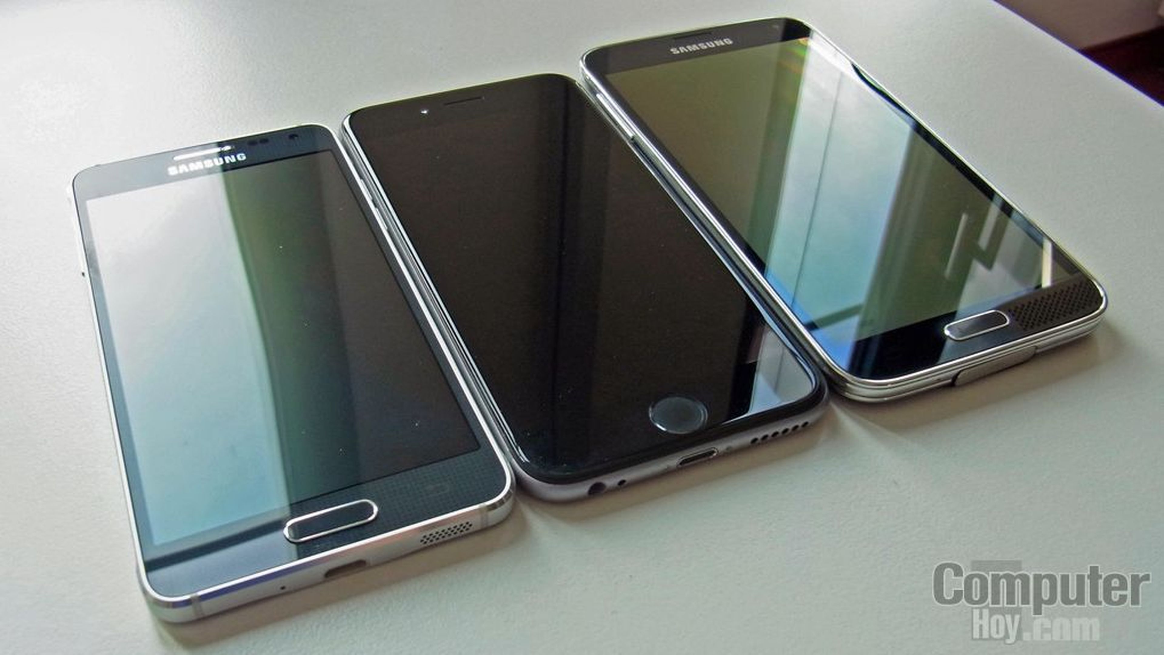 Samsung Galaxy Alpha comparado con Apple iPhone 6 y Samsung Galaxy S5
